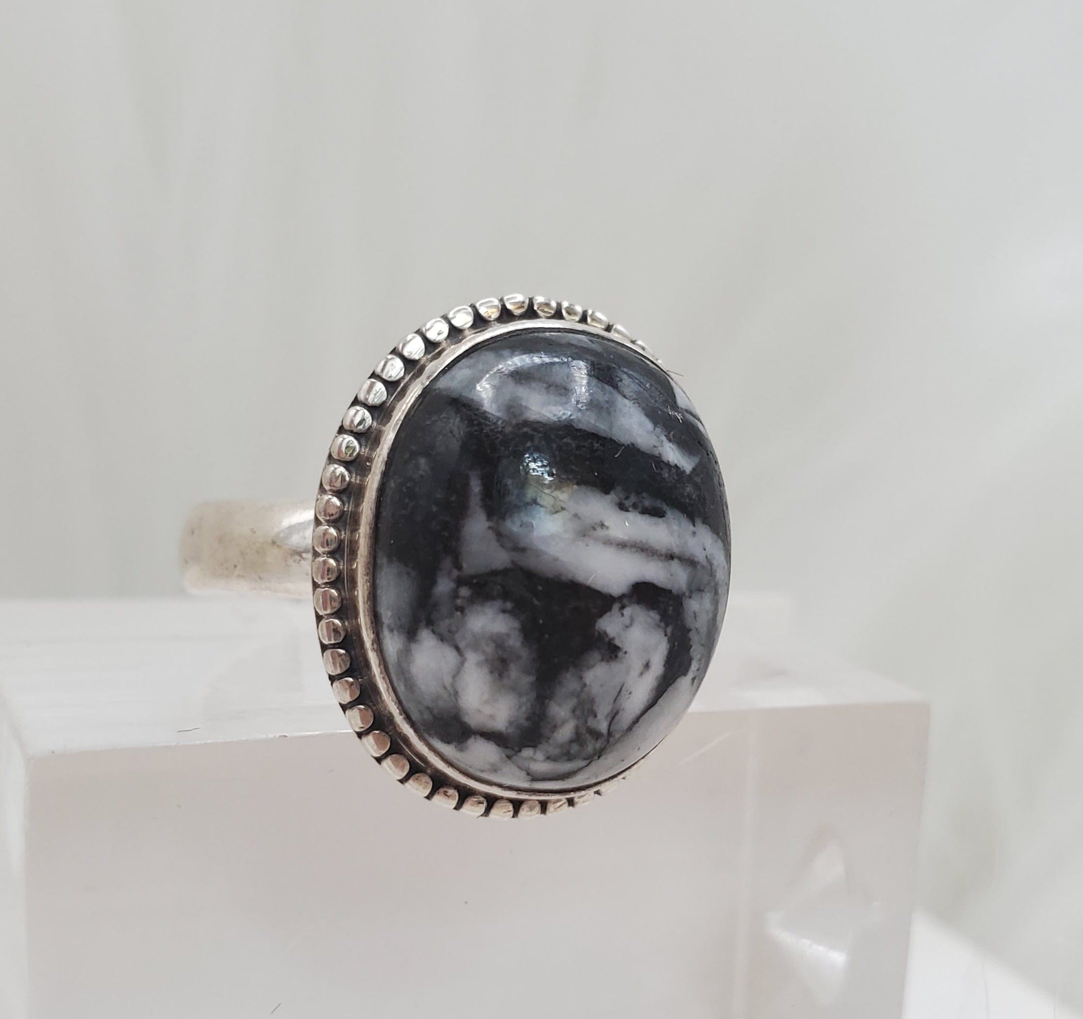 925 Sterling Silver Canadian Pinolith Ring - Size 9 | Unique Gemstone Jewelry for Women, Gift for Her, Wedding, Anniversary & Everyday Elegance