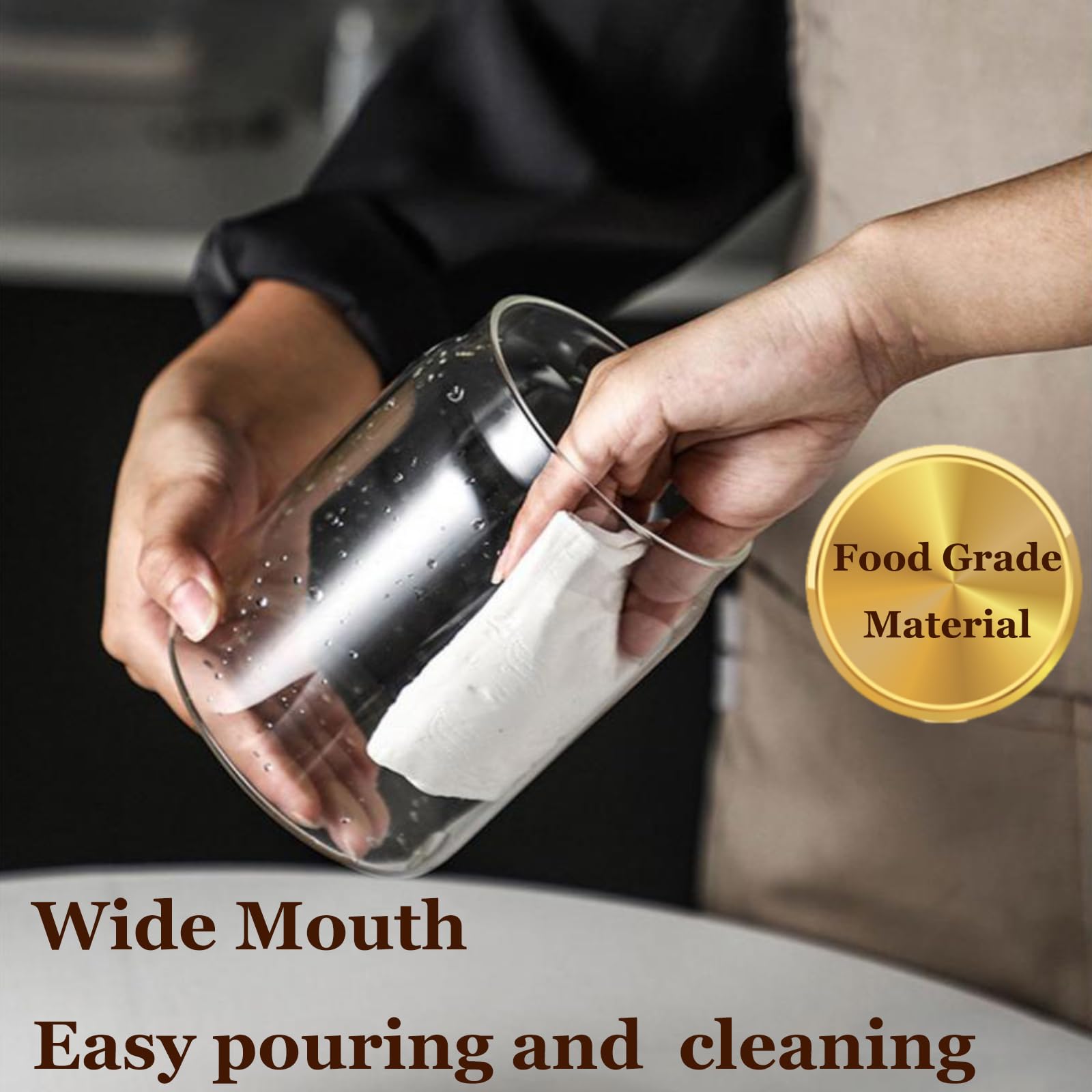 Vacuum Coffee Canister 40oz - Grey Glass Storage for Coffee Beans, Tea & Spices - Perfect for Kitchen & Pantry Organization