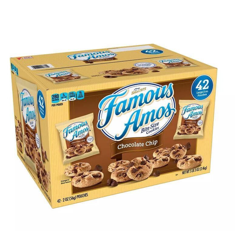 Generic FA Chocolate Chip Cookies (2 oz., 42 Count) - Bulk Pack of Soft Baked Cookies for Snacks, Parties & School Lunches
