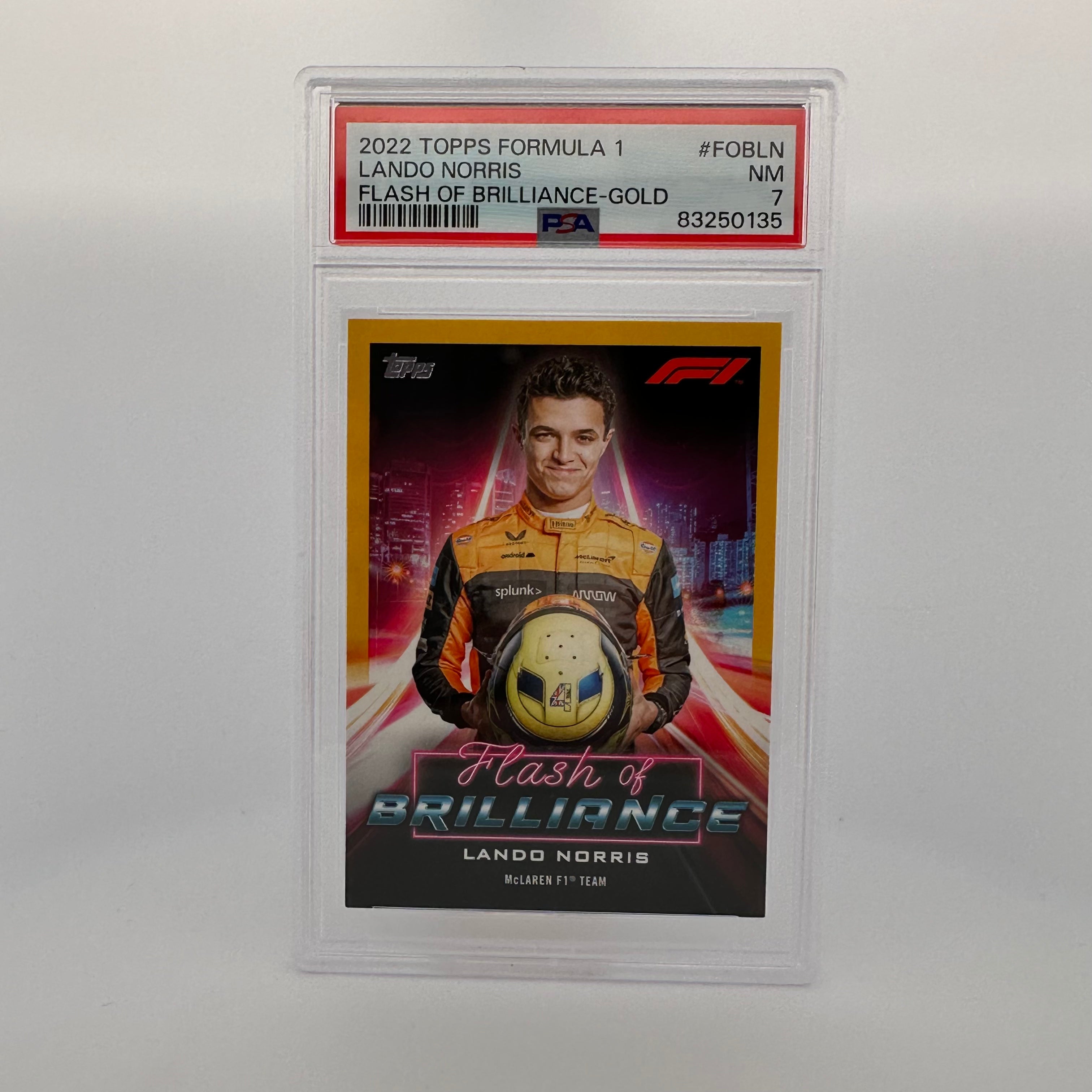 PSA 7 Lando Norris #FOBLN Flash Of Brilliance Gold Trading Card - Rare 30/50 Limited Edition for Collectors & Sports Fans - Perfect for Display, Investment & Memorabilia Collection