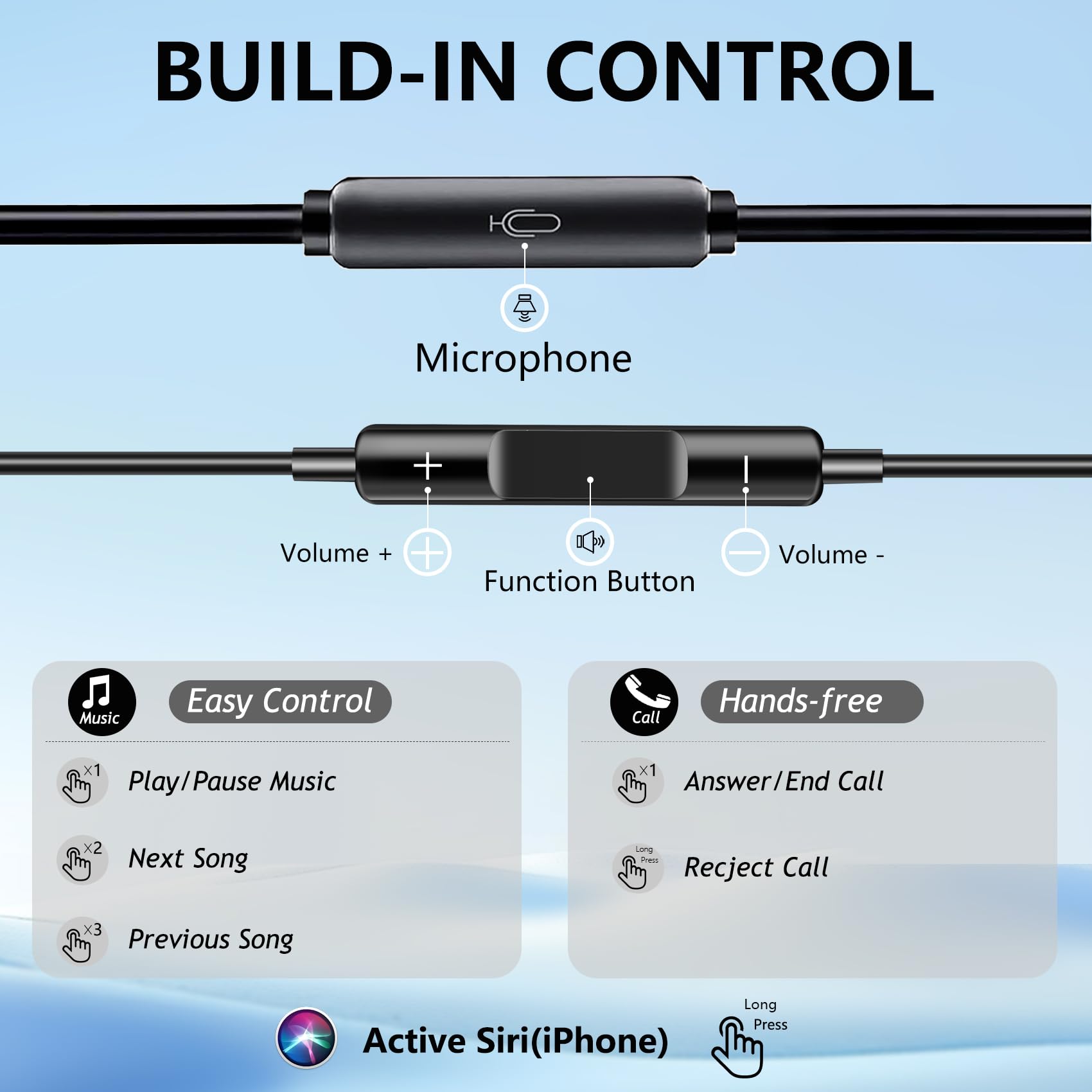 Premium Wired Earbuds with 3.5mm Jack - Powerful Treble & Clear Bass Noise Cancelling Headphones with Built-in Mic for Android/iOS - Perfect for Gaming, Workouts, Commuting & Office Use (Pure Black)