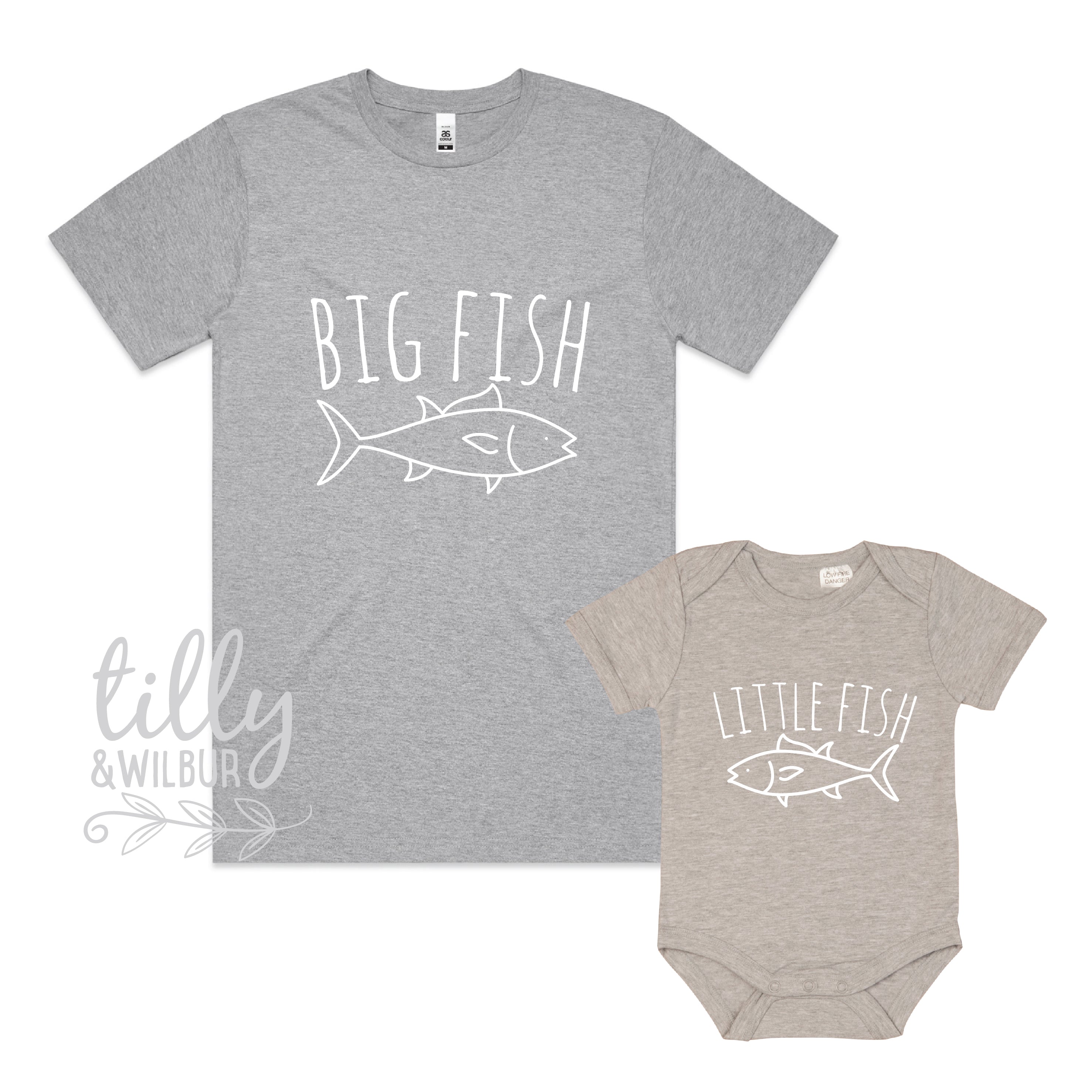 Father and Son Matching Shirts - Big Fish Little Fish Graphic Tees for Family Outfits | Perfect for Father's Day, Family Photos & Special Occasions