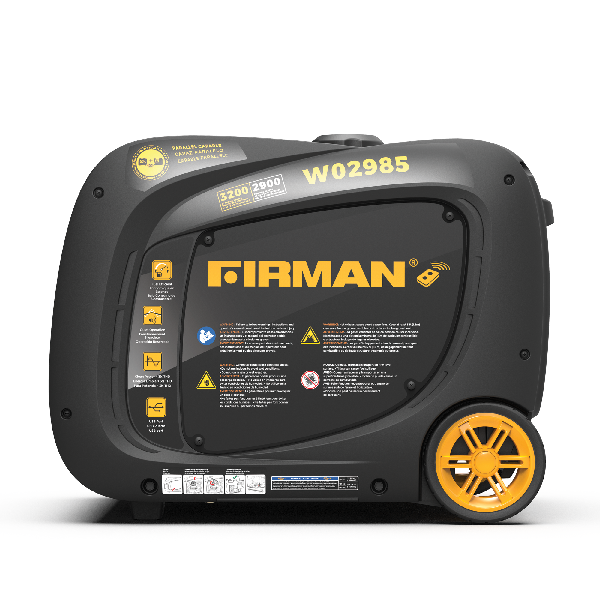 3200W Portable Inverter Generator with Remote Start - Perfect for Camping, RV Trips & Emergency Power Backup