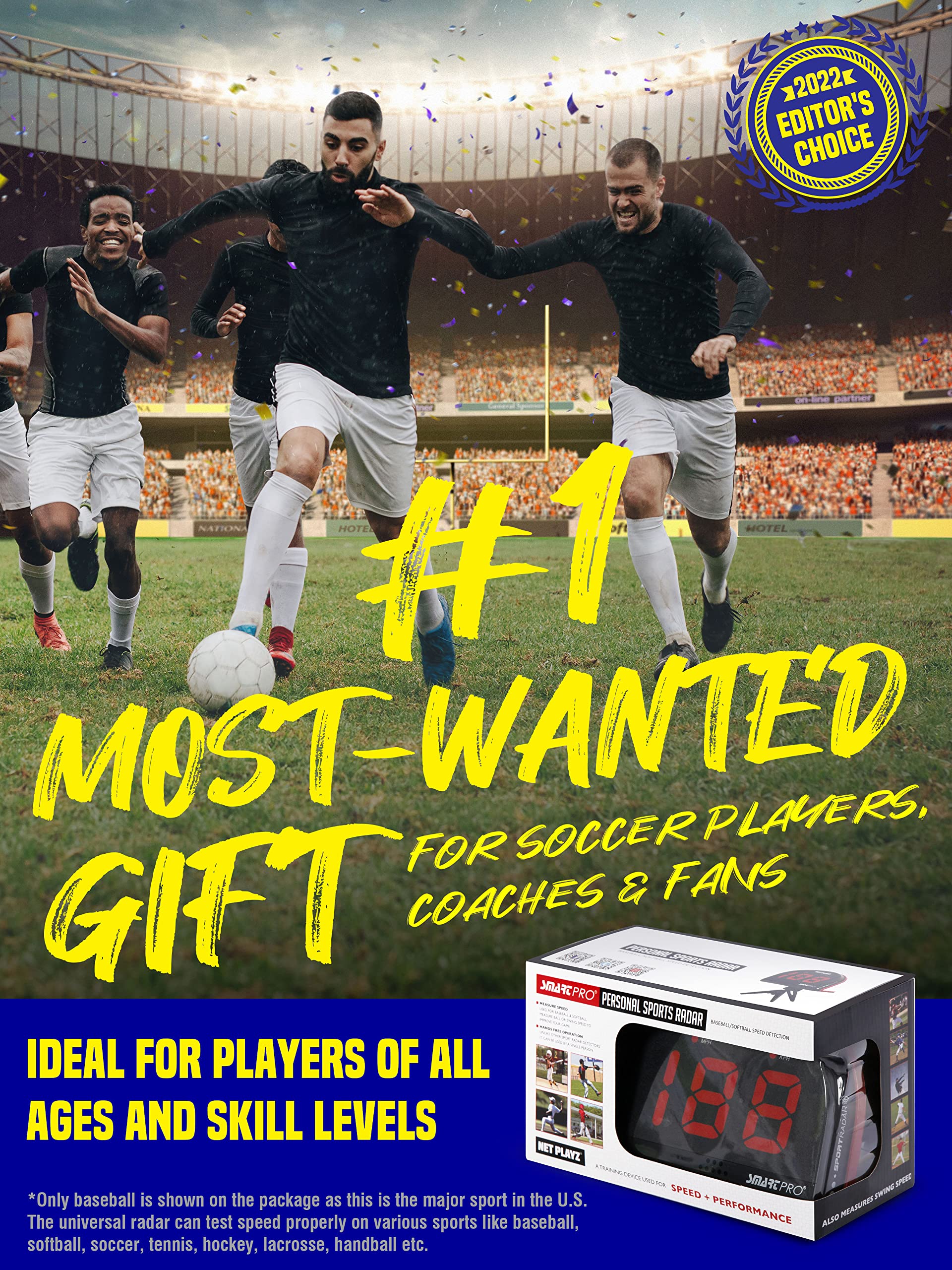NetPlayz Soccer Radar Speed Sensor - Hands-Free Training Equipment for Soccer Players | Measure Shooting Speed & Improve Performance | Perfect Soccer Gift & High-Tech Gear (Black, NIS022132031) | Ideal for Soccer Practice, Training Drills & Skill Development