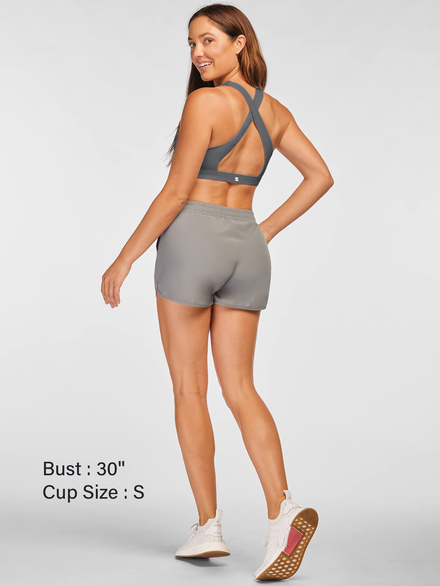 Stelle Women's Strappy Sports Bra - Full Coverage Criss Cross Back Yoga Bra with Padded Support for Workout & Gym - Perfect for Yoga, Running, HIIT and Fitness Training