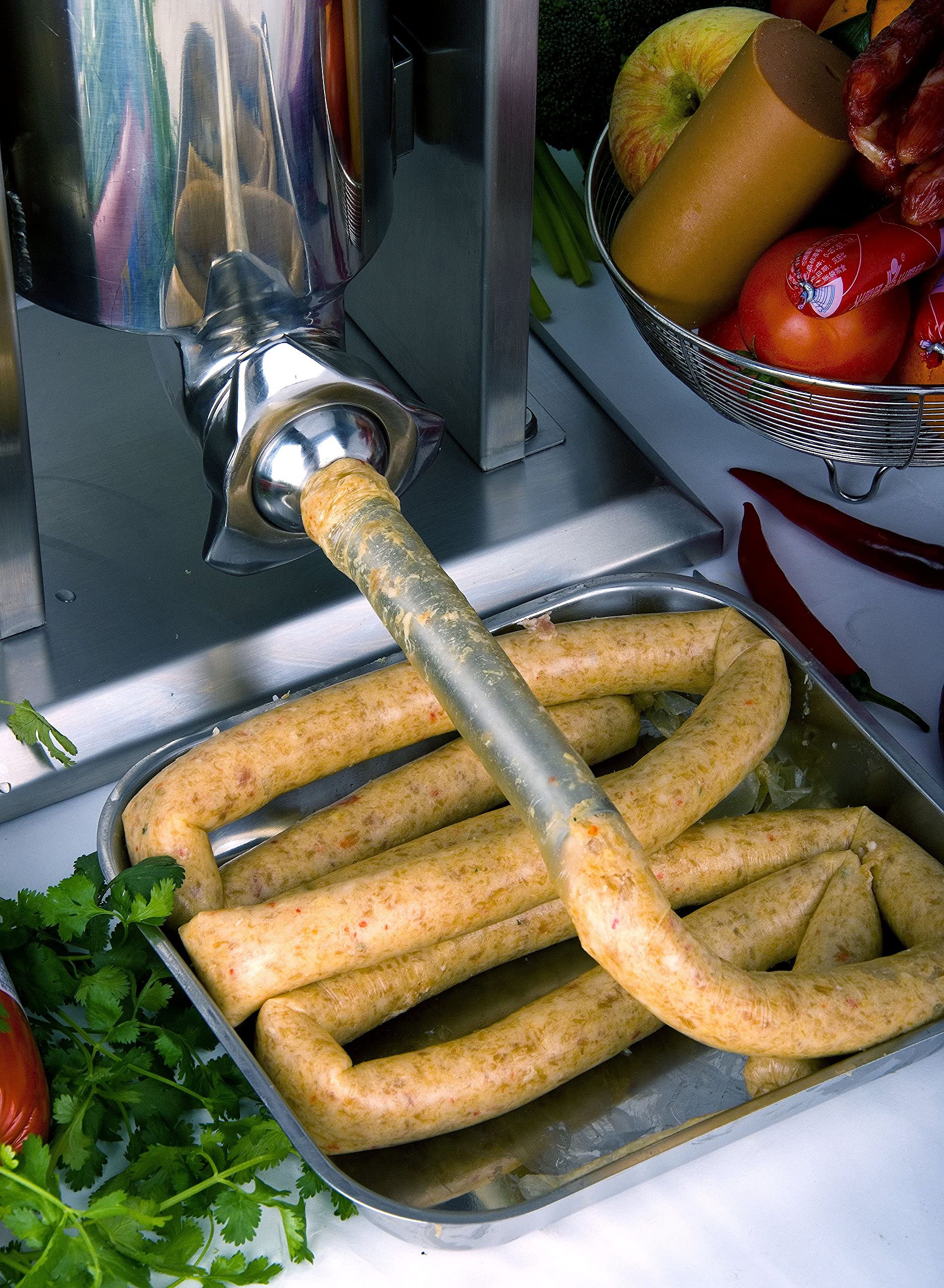 Premium Stainless Steel Vertical Sausage Stuffer - Dual Speed 2-in-1 Sausage Maker & Churro Maker (15LB/7L Capacity) - Perfect for Home Kitchen, Butcher Shops & Commercial Use