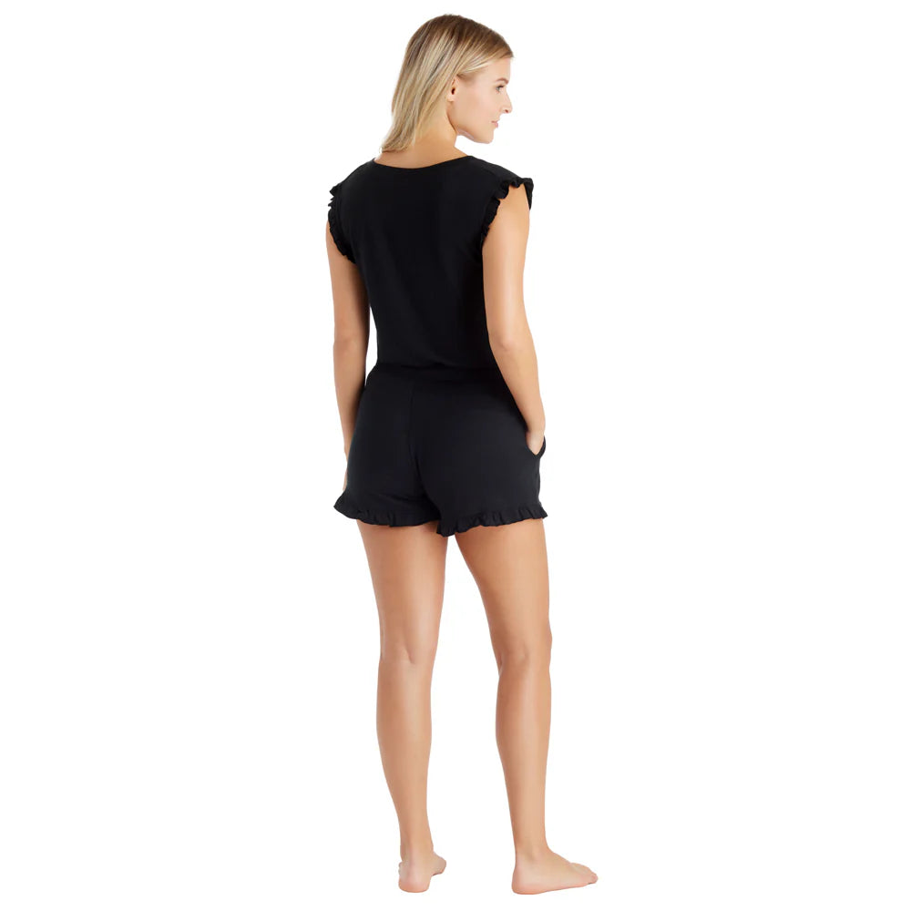 Black Dream Ruffle Top and Short Set - Women's Stylish Summer Outfit for Beach, Party & Casual Wear