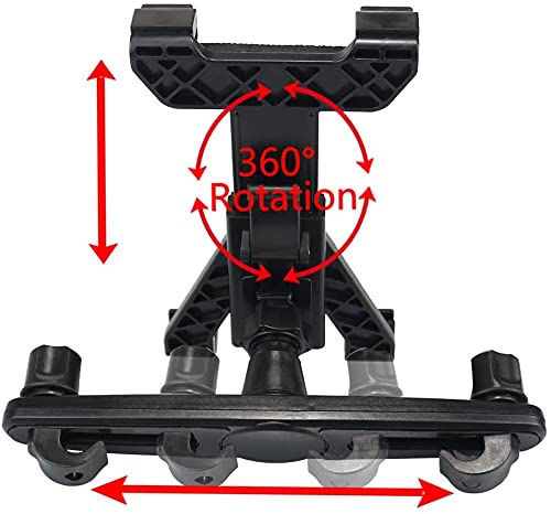 PLDHPRO Universal Car Back Seat Tablet Holder - Adjustable 360° Rotating Headrest Mount for iPad Air, iPad Mini, Samsung, Huawei & 7