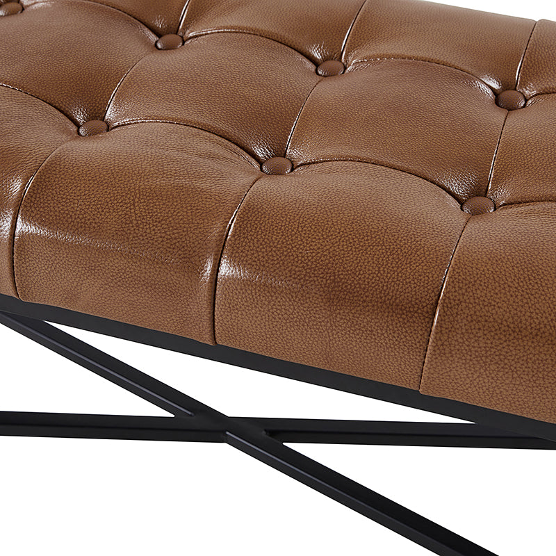 Arnold Versatile Elegance: Genuine Leather Bench with Button Tufted Design - Perfect for Living Room, Bedroom & Entryway Decor