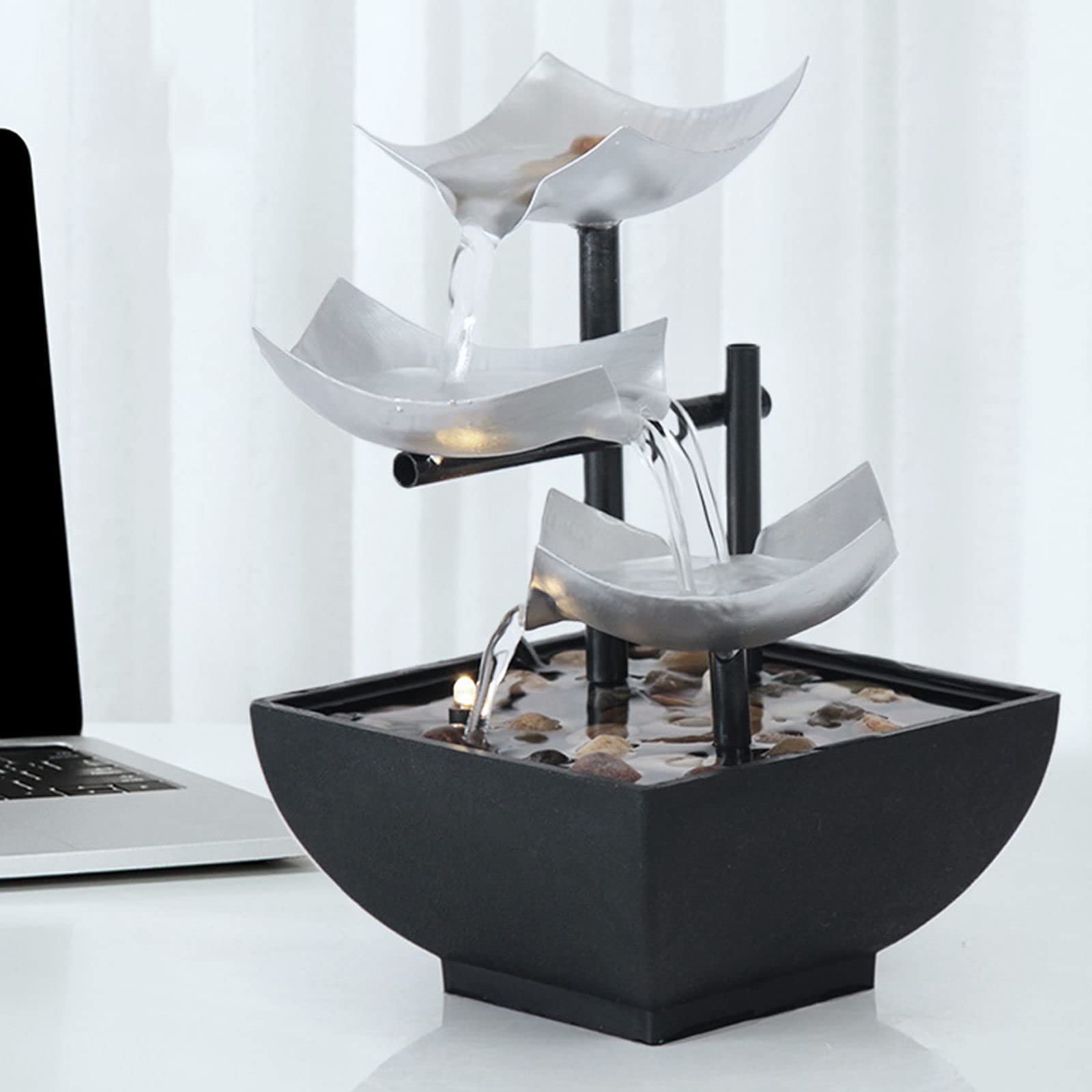 Indoor Tabletop Fountain with Small Waterfall - Relaxing Water Feature for Home & Office Decor | Perfect for Meditation, Yoga, and Stress Relief