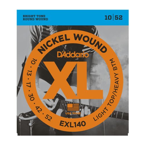 D'Addario EXL140 Nickel Wound Electric Guitar Strings - Light Top/Heavy Bottom 10-52 Gauge (2 Pack) | Perfect for Rock, Metal & Drop Tuning Performances