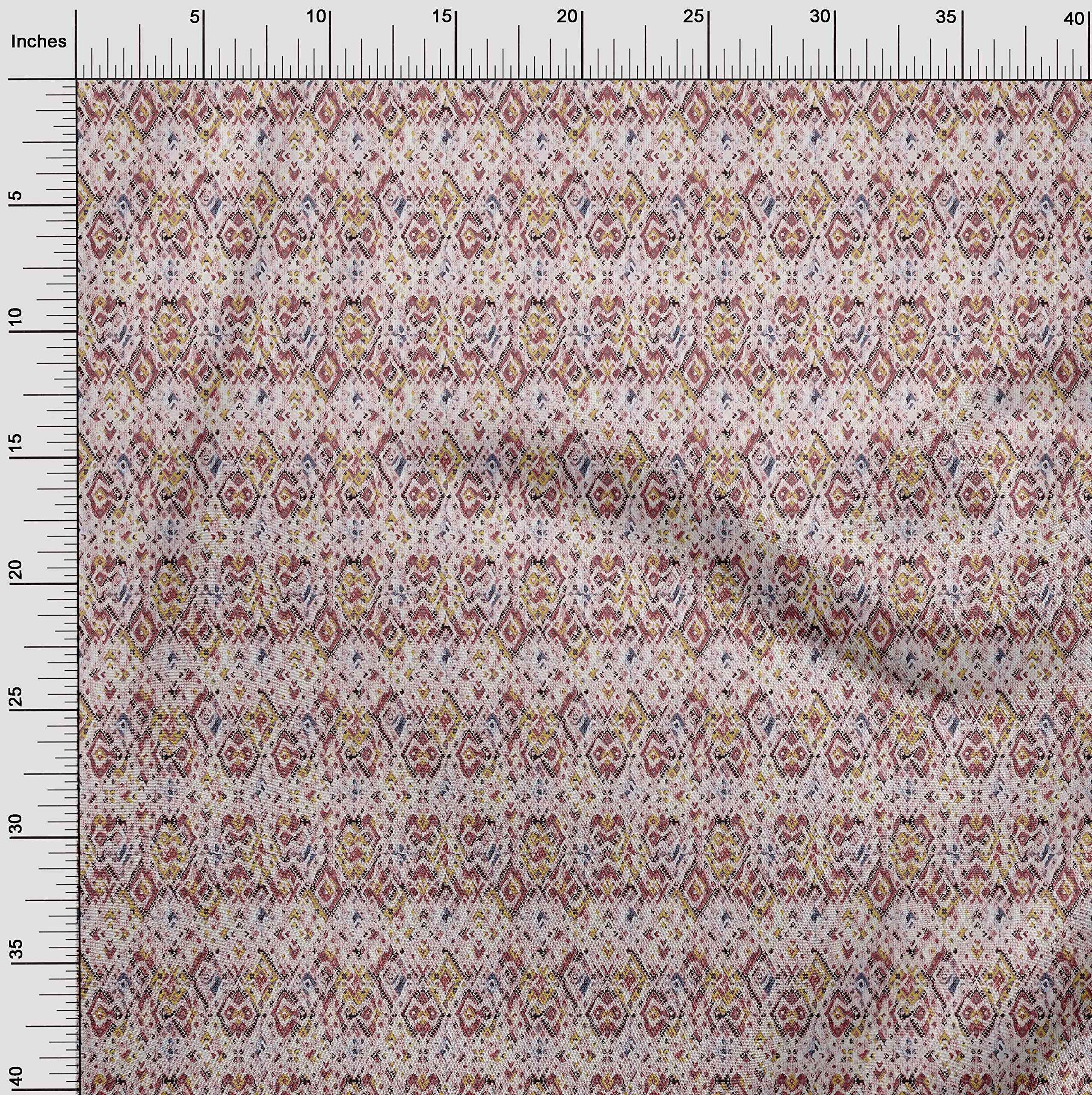 Premium 100% Cotton Poplin Fabric - Light Pink Asian Kilim Print Dress Material, 56 Inch Wide by The Yard | Perfect for DIY Dresses, Skirts, Home Decor & Quilting