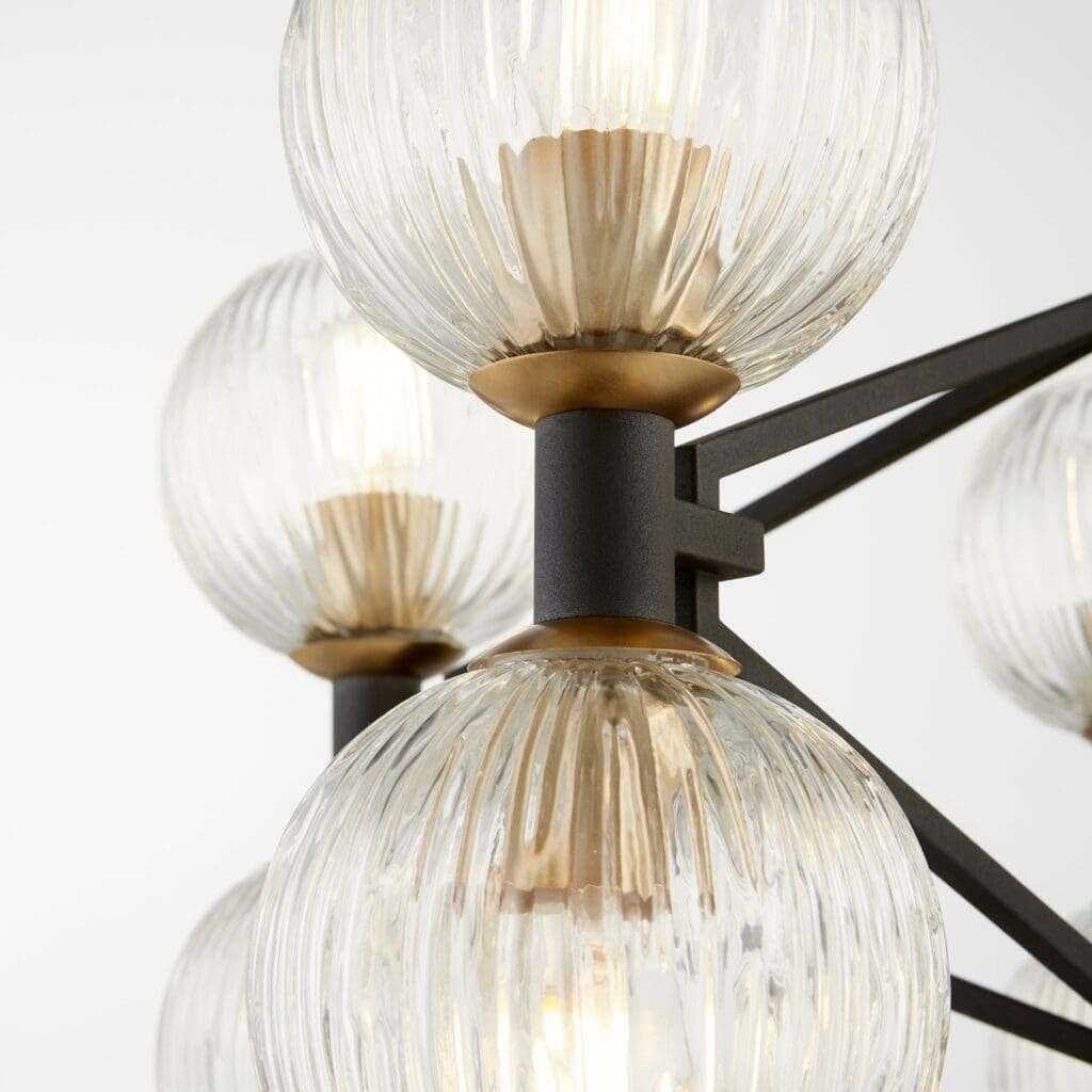 Cyan Design 10965 Helios Small Chandelier in Black & Aged Brass - Elegant Lighting for Dining Room, Bedroom, or Entryway