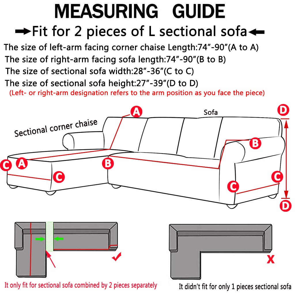 Anti-Wrinkle Velvet Sectional Sofa Slipcover - Thick Plush Suede L-Shaped Stretch Couch Cover - Full Furniture Protector for Living Room, Family Room & Home Theater (Pink, L Sectional Sofa)