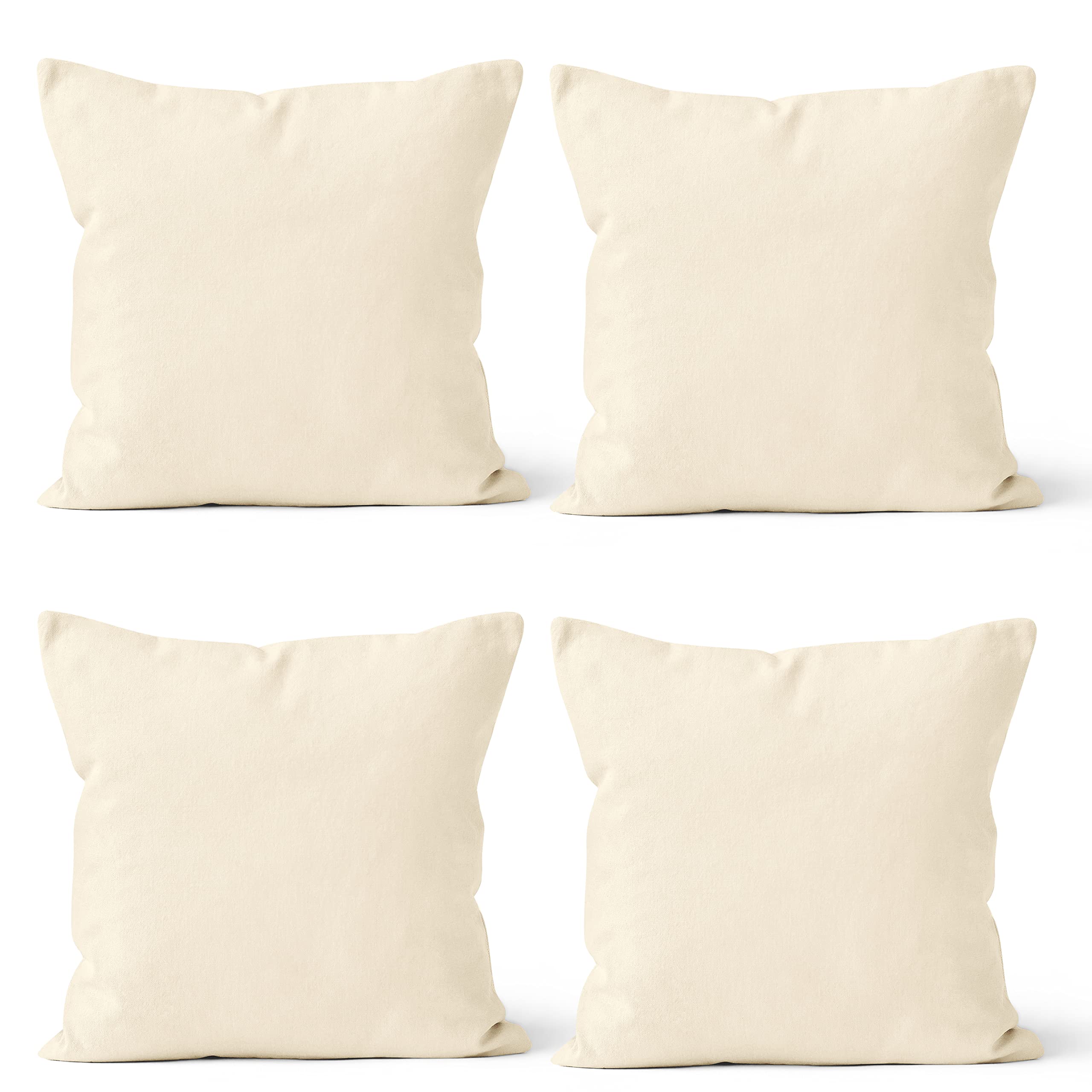 Encasa XO Throw Pillow Covers 18x18 Inches Set of 4 - 100% Cotton Decorative Cushion Covers with Hidden Zipper for Sofa, Bed, Living Room - Soft & Washable Home Decor Accent Pillows for Modern Interior Design