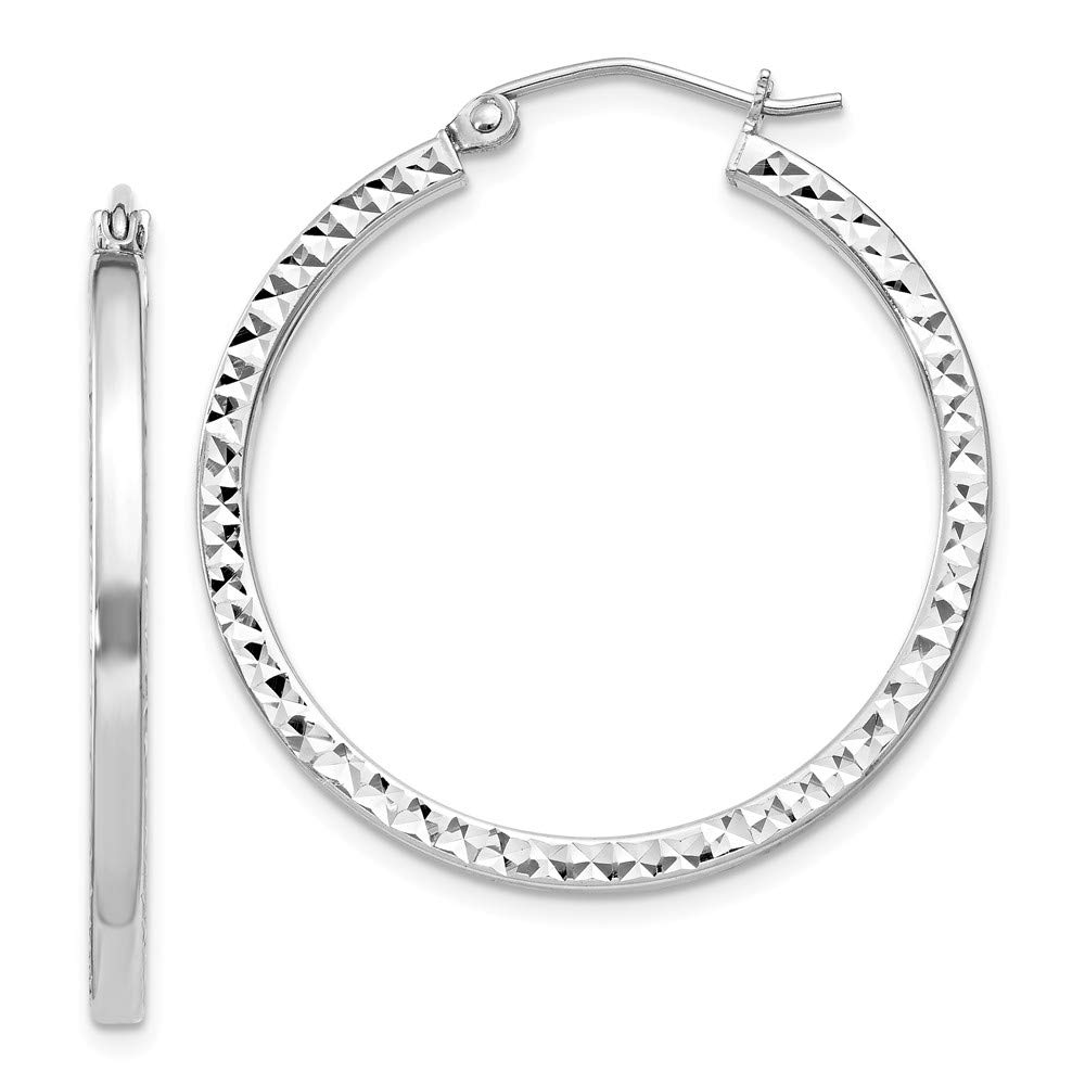 Sterling Silver Rhodium-Plated Square Tube Hoop Earrings for Women - 2x30mm Dangle Drop Earrings for Everyday Wear, Parties & Special Occasions