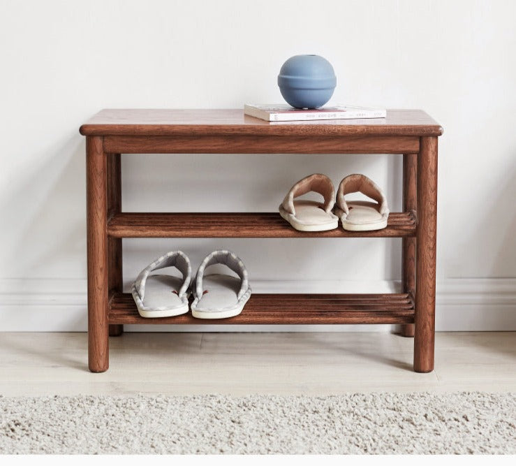 Solid Oak Wood Shoe Storage Bench with Seat | Entryway Organizer for Shoes, Boots & Accessories | Perfect for Hallway, Mudroom & Bedroom Storage
