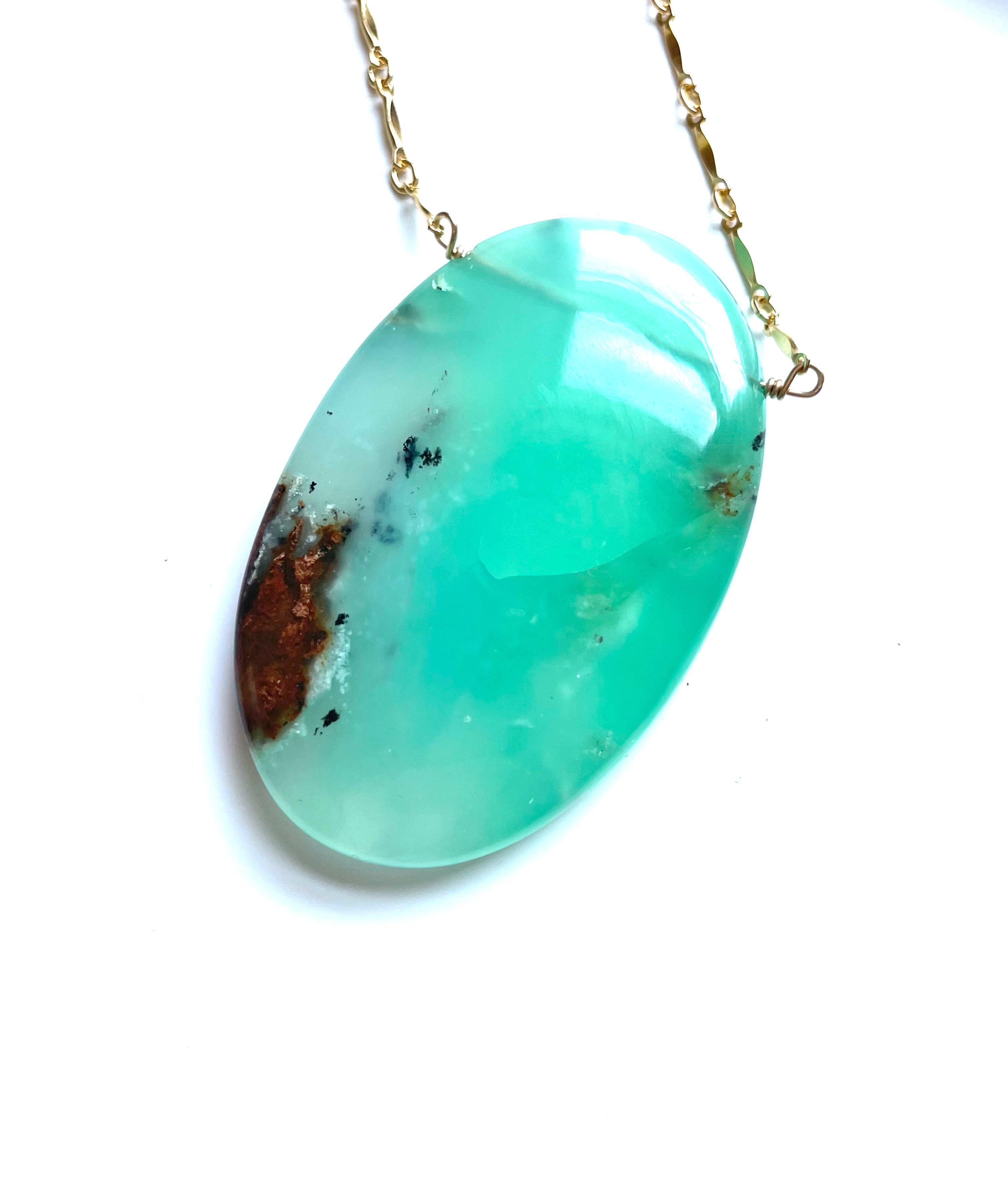 Extra Large Chrysoprase Crystal Necklace - 18