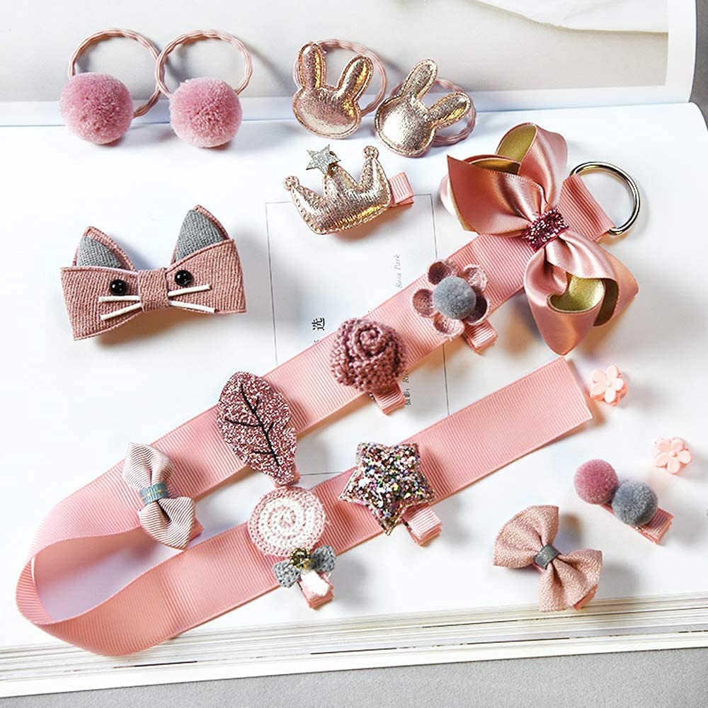 **Cute Baby Girl Hair Clips & Bows Set - 36PCS Elastic Hair Ties, Ponytail Holders, Hairpins for Toddlers, Teens - Assorted Styles (Perfect for Parties, School, Daily Wear)**