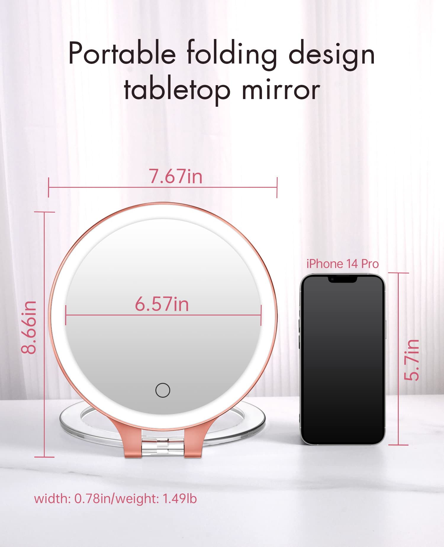 10X & 1X Double-Sided Magnifying Makeup Mirror with LED Lights - 3 Color Settings, Rechargeable, Adjustable Rotation - Perfect for Vanity Desk, Bathroom & Travel Makeup Application