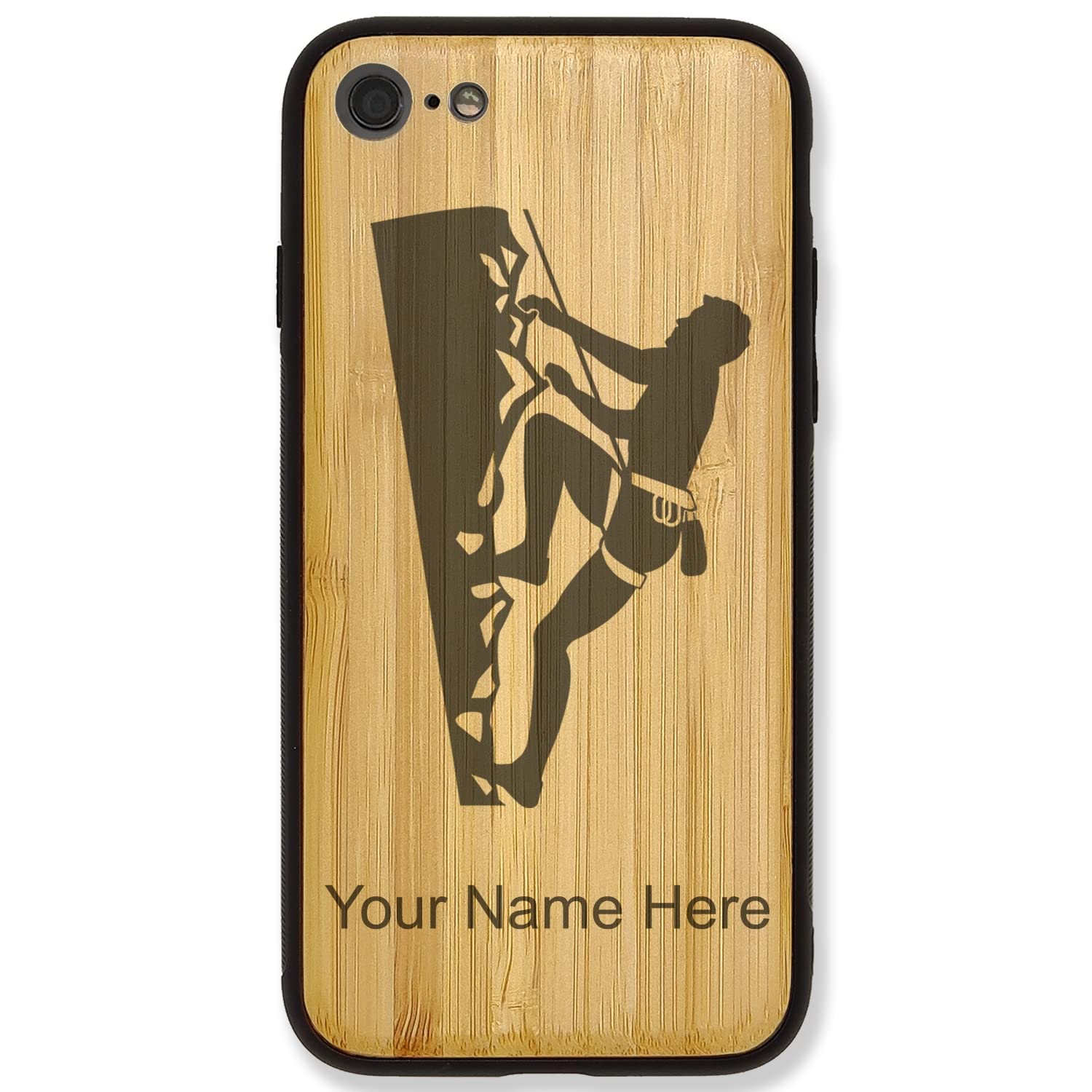 Premium Bamboo Phone Case Compatible with iPhone 6 & 6s - Durable Rock Climber Design with Free Personalized Engraving | Perfect for Outdoor Adventures, Hiking & Everyday Protection
