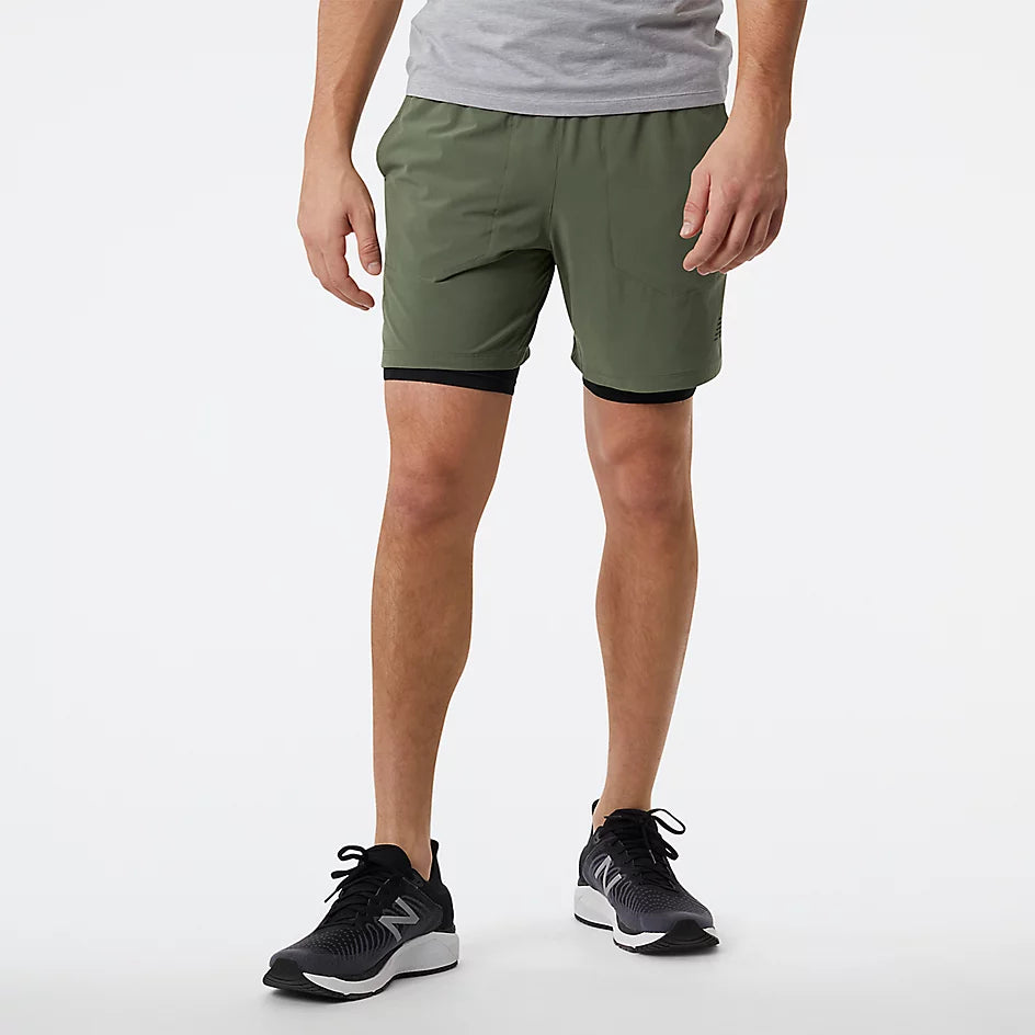 New Balance Men's R.W. Tech 7 2-in-1 Running Shorts with Built-in Liner - Lightweight Athletic Workout & Gym Shorts for Running, Training, and Sports Activities