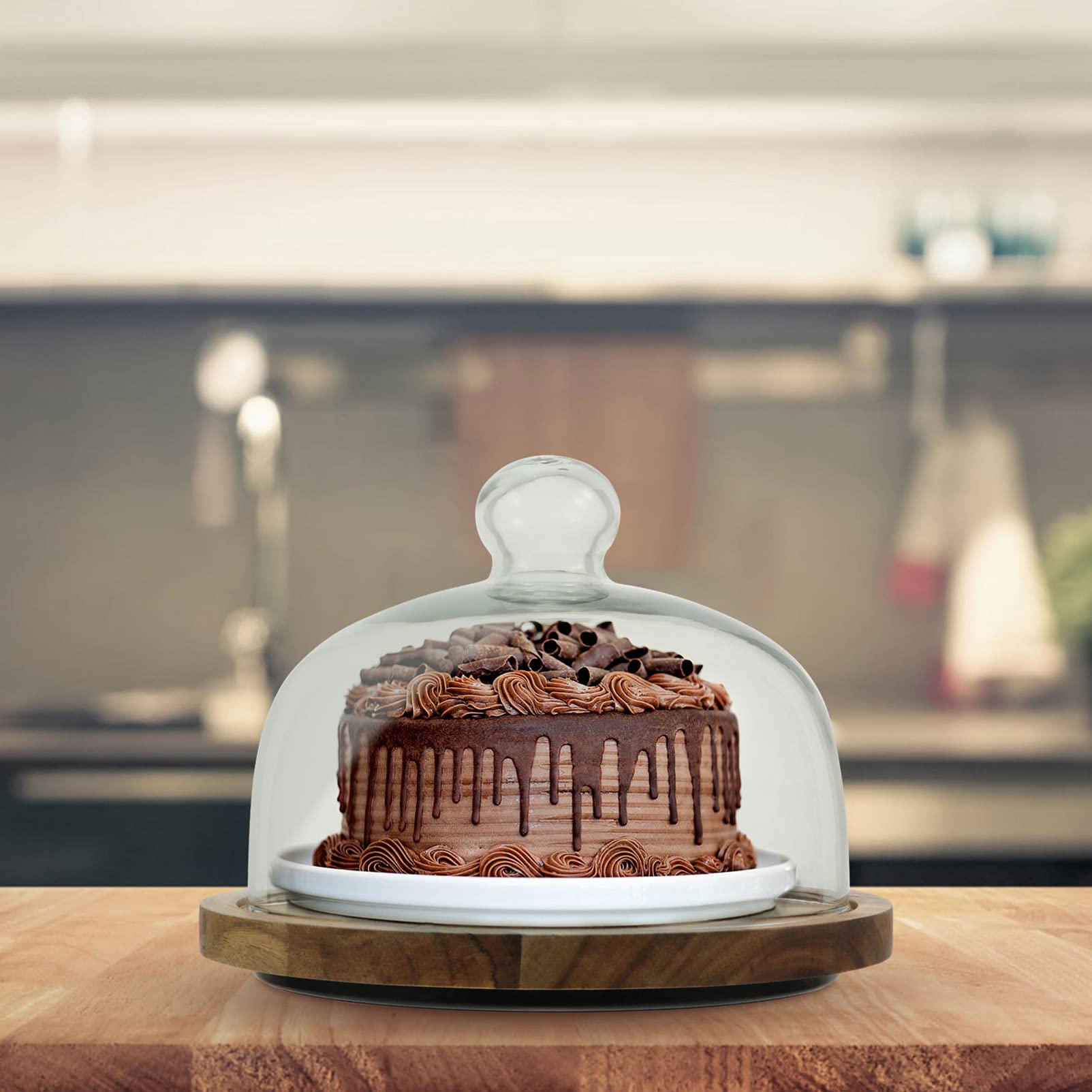 Premium Glass Cake Cover with Tray - Hemoton 12-Inch Clear Cake Dome for Cupcakes, Desserts & Pastries - Perfect for Bakeries, Parties & Kitchen Display