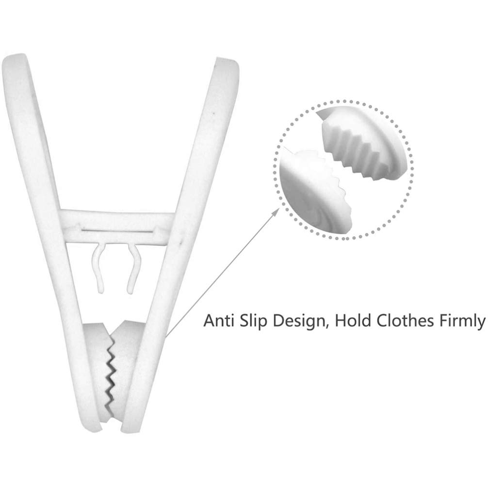 25 Pack Cabilock Plastic Hanger Clips - Strong Clothes Pins for Pants, Skirts & Clothing - Removable White Hanger Clips for Wardrobe Organization & Laundry Drying