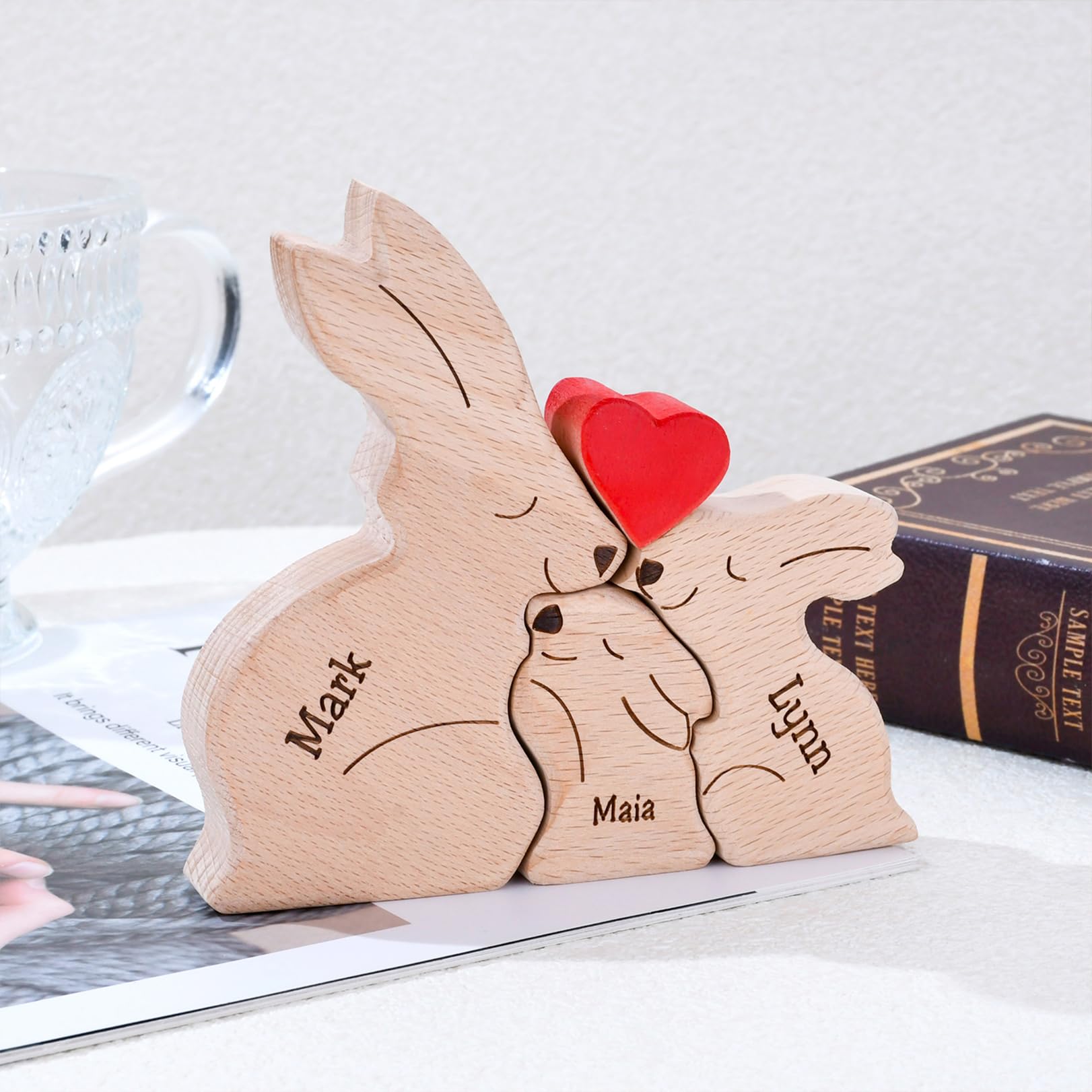 Personalized Wooden Bunny Puzzle - Custom Family Name Puzzle with 2-8 Names - Unique Mother's Day Gift for Mom & Grandma - Perfect for Easter Decor, Nursery Room, and Family Bonding Activities