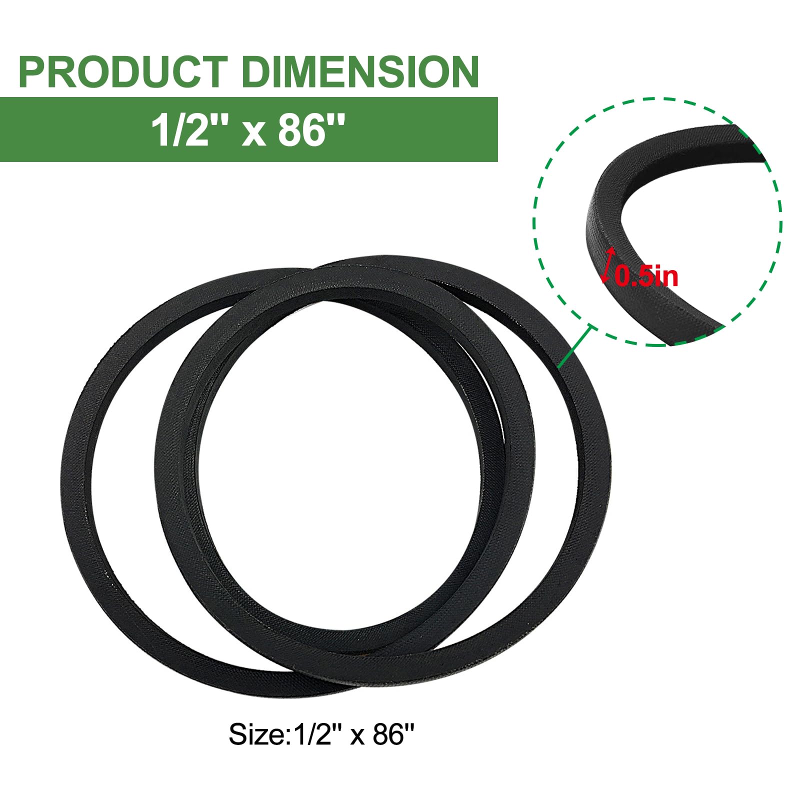John Deere LT155 LT165 Lawn Tractor Mower Transmission Drive Belt 1/2