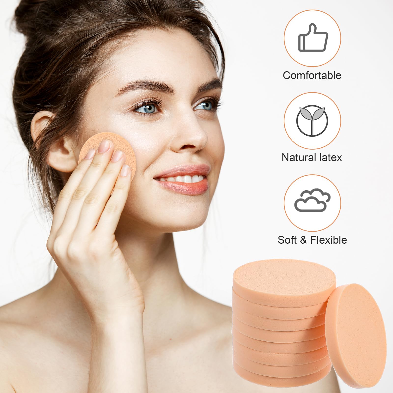 12 Pcs Nude Round Makeup Sponges - Premium Cosmetic Sponge for Liquid Foundation, Cream & Concealer | Wet & Dry Dual Use Beauty Blender | Perfect for Flawless Makeup Application at Home or On-The-Go