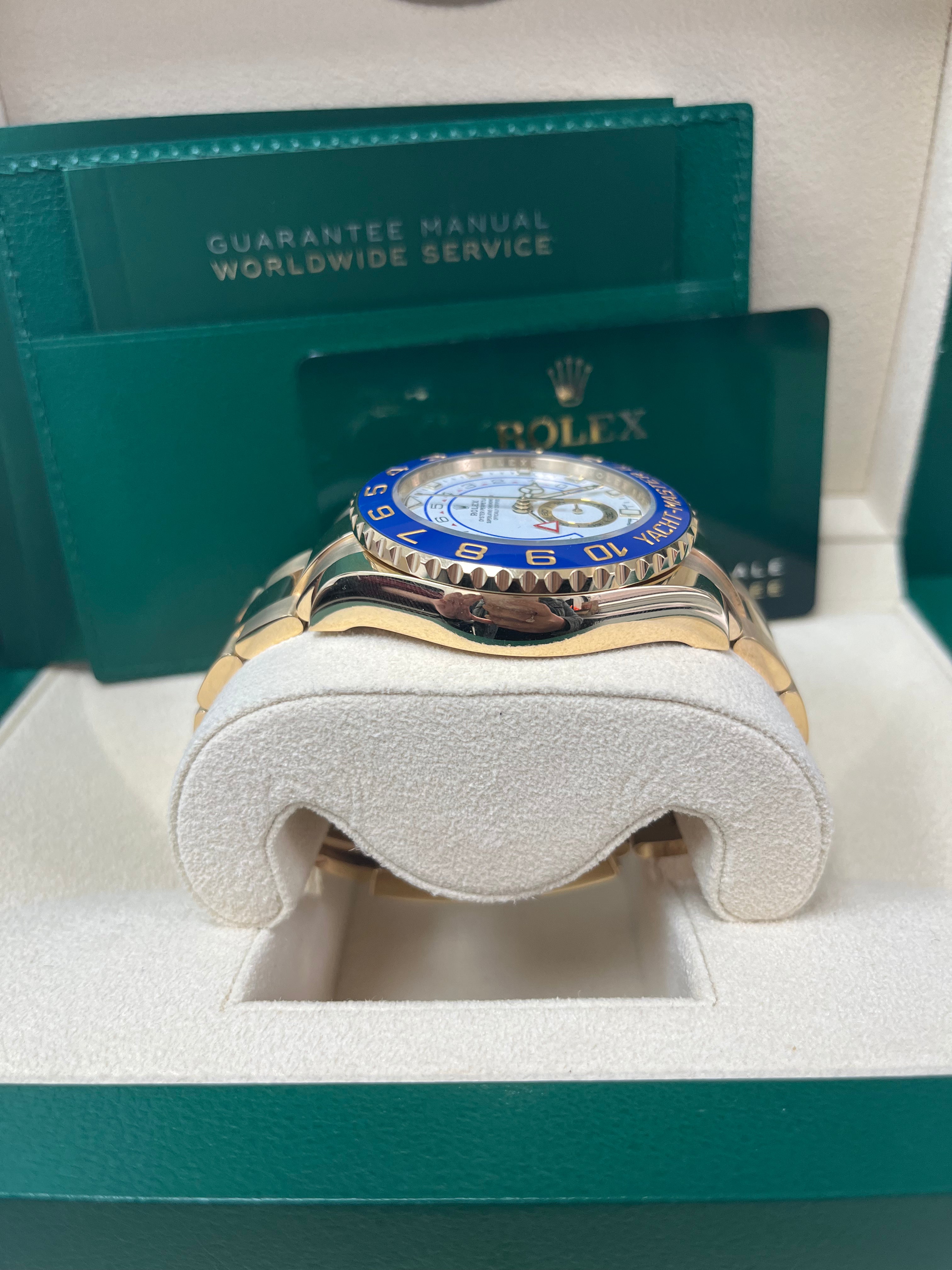 Rolex Yacht-Master II 18K Yellow Gold Men's Watch with White Mercedes Dial - Ref. 116688 - Luxury Nautical Sports Watch for Sailing & Yachting Enthusiasts