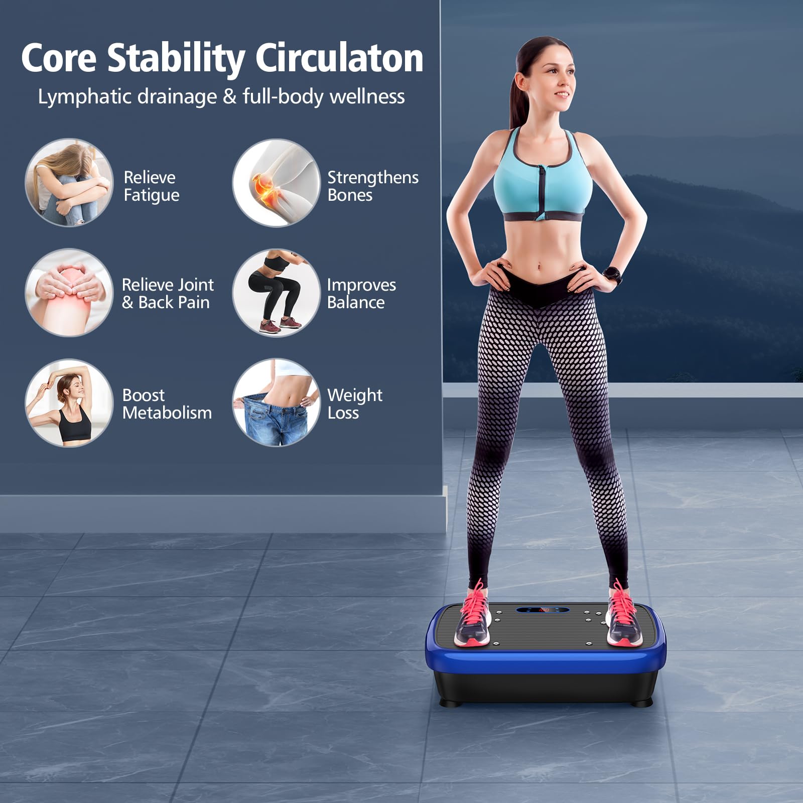 Vibration Plate Exercise Machine for Weight Loss & Body Shaping - 180 Speed Levels Whole Body Vibration Platform for Lymphatic Drainage & Wellness - Perfect for Home Gym, Physical Therapy & Fitness Training