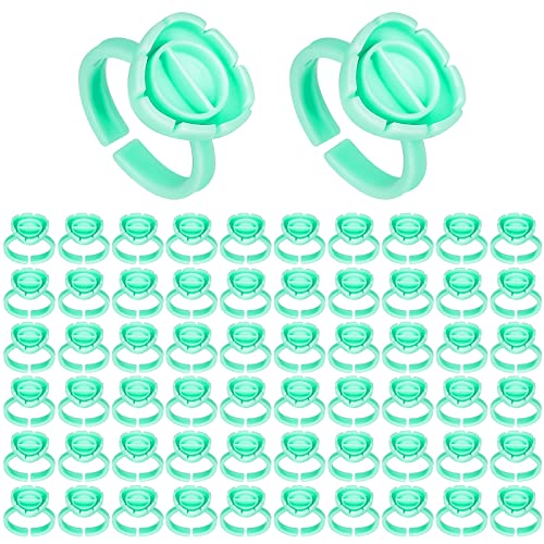 SAVITA 100pcs Disposable Eyelash Extension Glue Cups - Smart Memory Glue Rings for Lash Fanning & Extensions (Green) | Professional Salon & Home Use