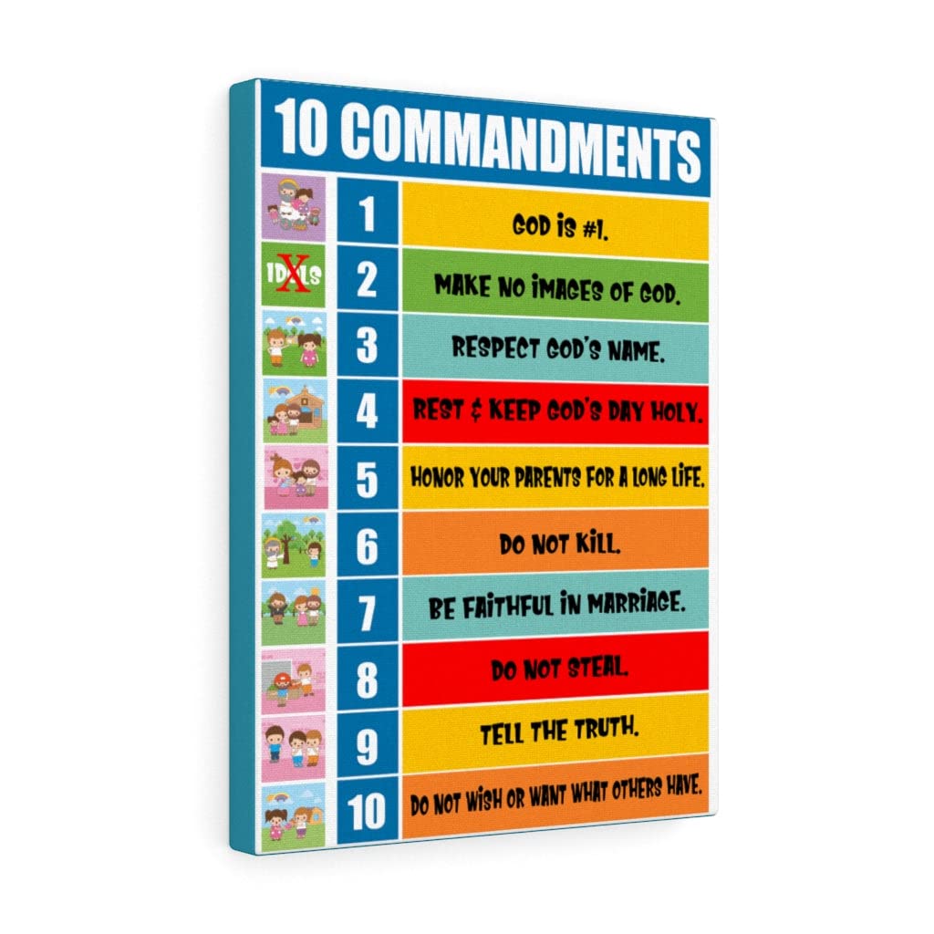 10 Commandments Bible Art - Christian Home Decor & Sunday School Gifts for Expressing Faith - Perfect for Church, Bible Study & Christian Family Gifts