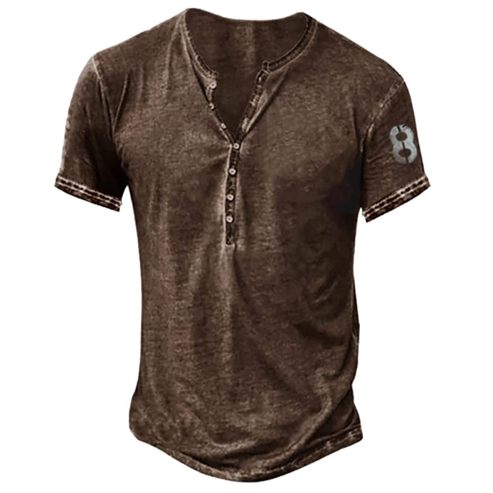 Men's Short Sleeve Henley Shirts - Casual Graphic Acid Washed T-Shirts | Lightweight Streetwear Tee for Workout, Gym & Everyday Wear