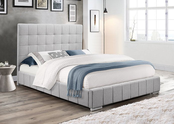 Premium Grey Fabric King & Queen Size Bed Frame - Modern Bedroom Furniture for Home Decor & Comfortable Sleep