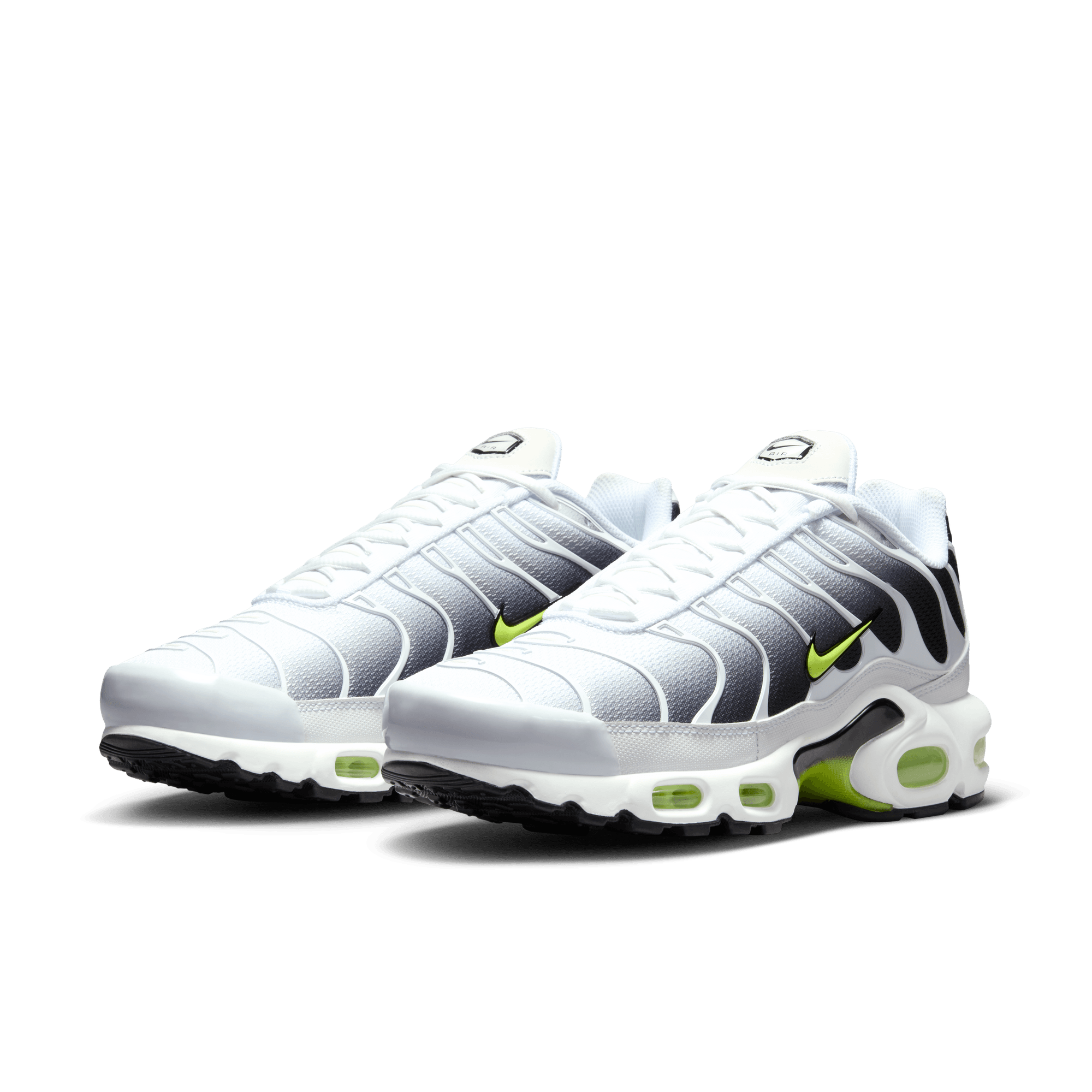 Nike Air Max Plus Running Shoes - White/Volt/Black - Lightweight Cushioned Sneakers for Men & Women - Perfect for Jogging, Gym Workouts & Casual Wear