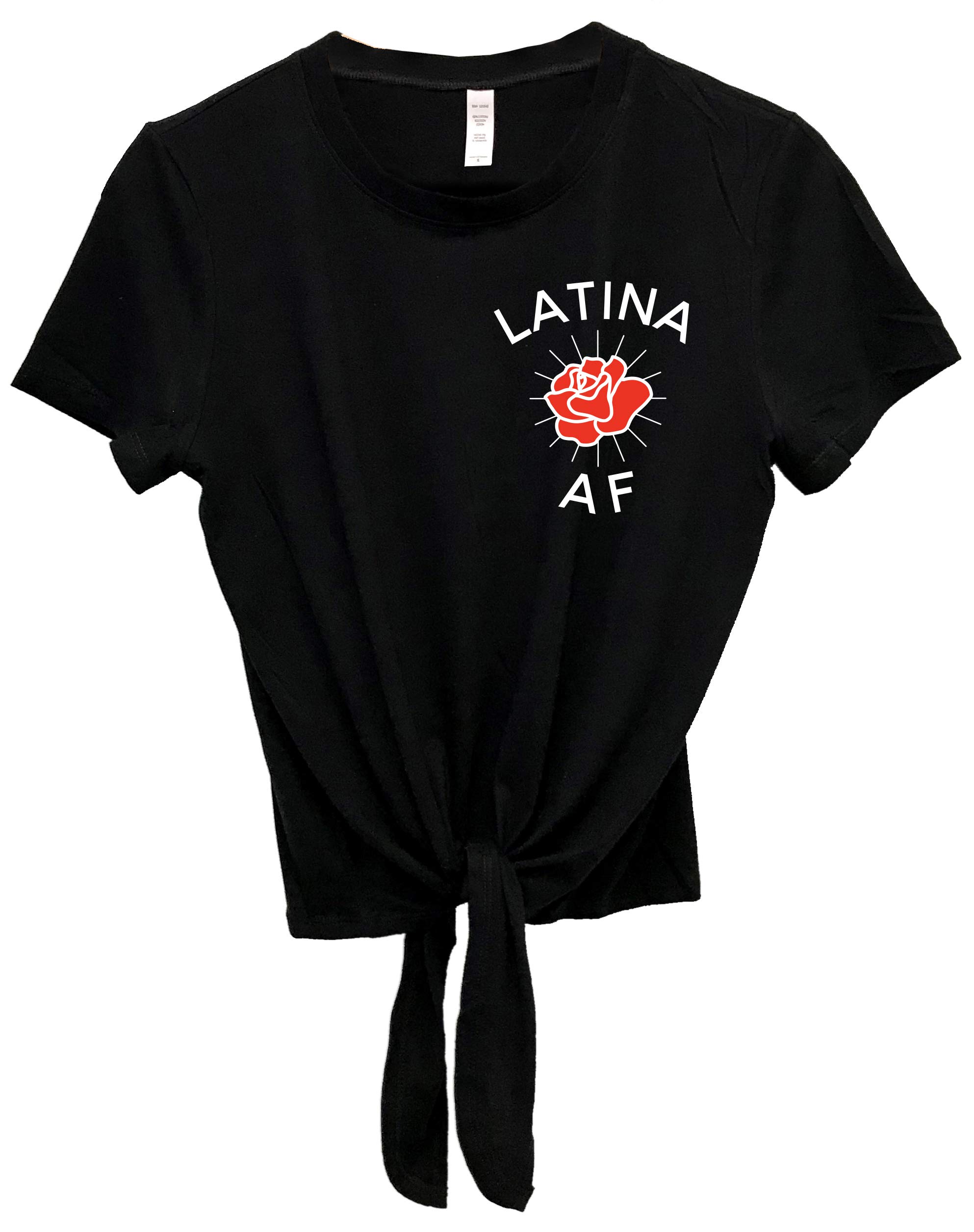Latina AF Shirt - Rose Pocket Print Crop Top | Trendy Women's Fashion for Parties & Streetwear