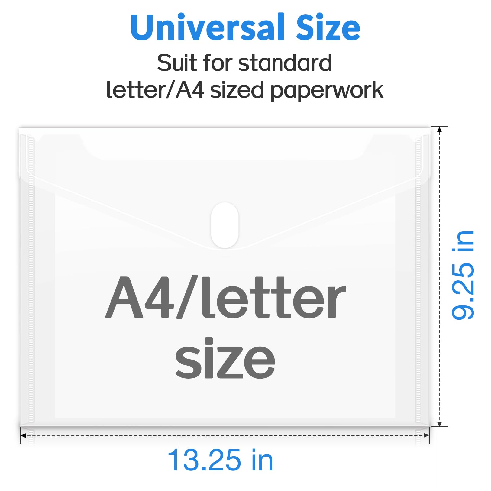 Sooez 10 Pack Heavy Duty Plastic Document Envelopes - Reinforced Clear File Folders for A4 Letter Size Papers | Waterproof Office School Organizer for Bills, Receipts & Important Documents | Perfect for Filing, Storage & Document Protection