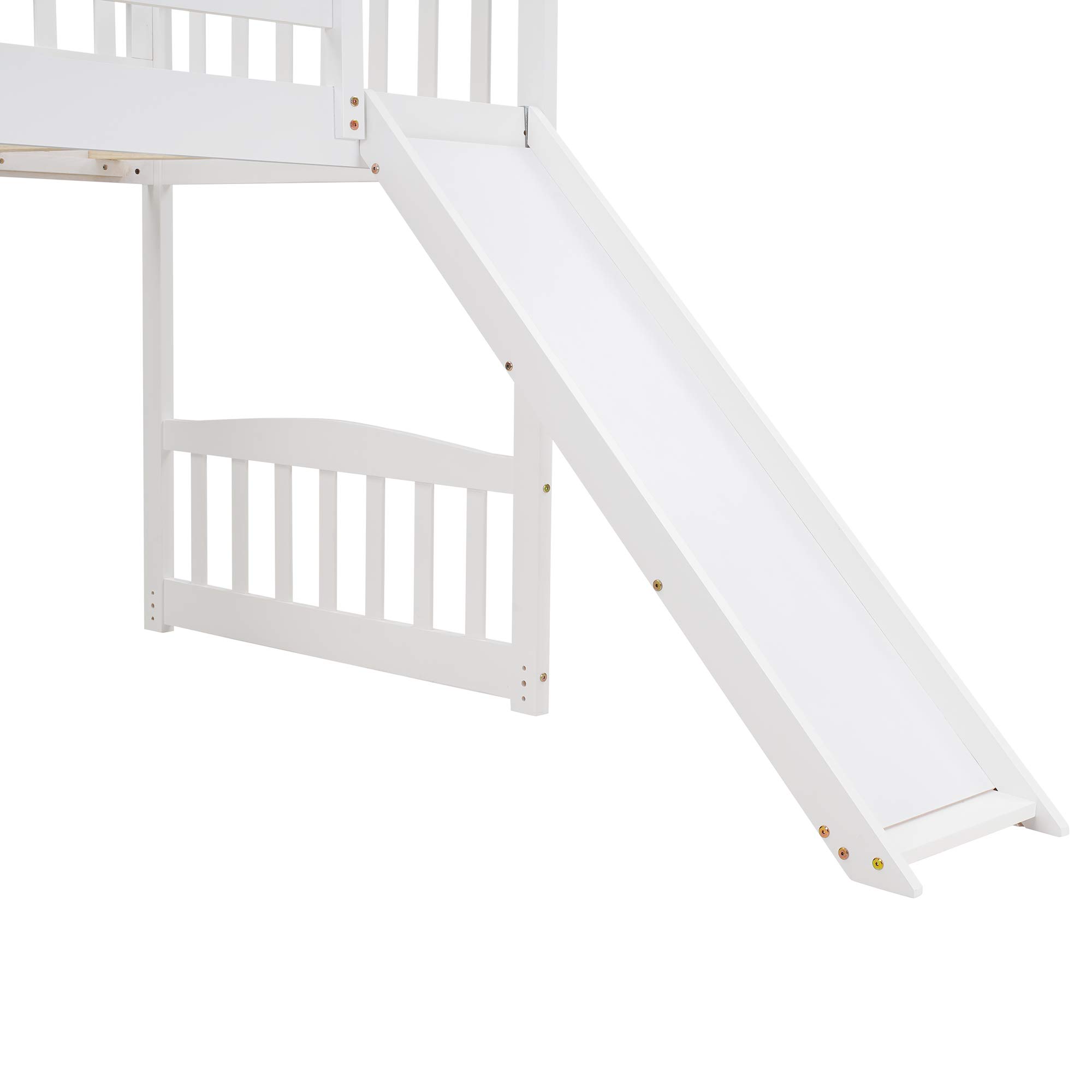 **Space-Saving Twin Loft Bed for Kids & Teens - White Loft Bed Frame with Reversible Slide & Safety Rail Ladder - Perfect for Small Bedrooms, Guest Rooms & Dorm Rooms**