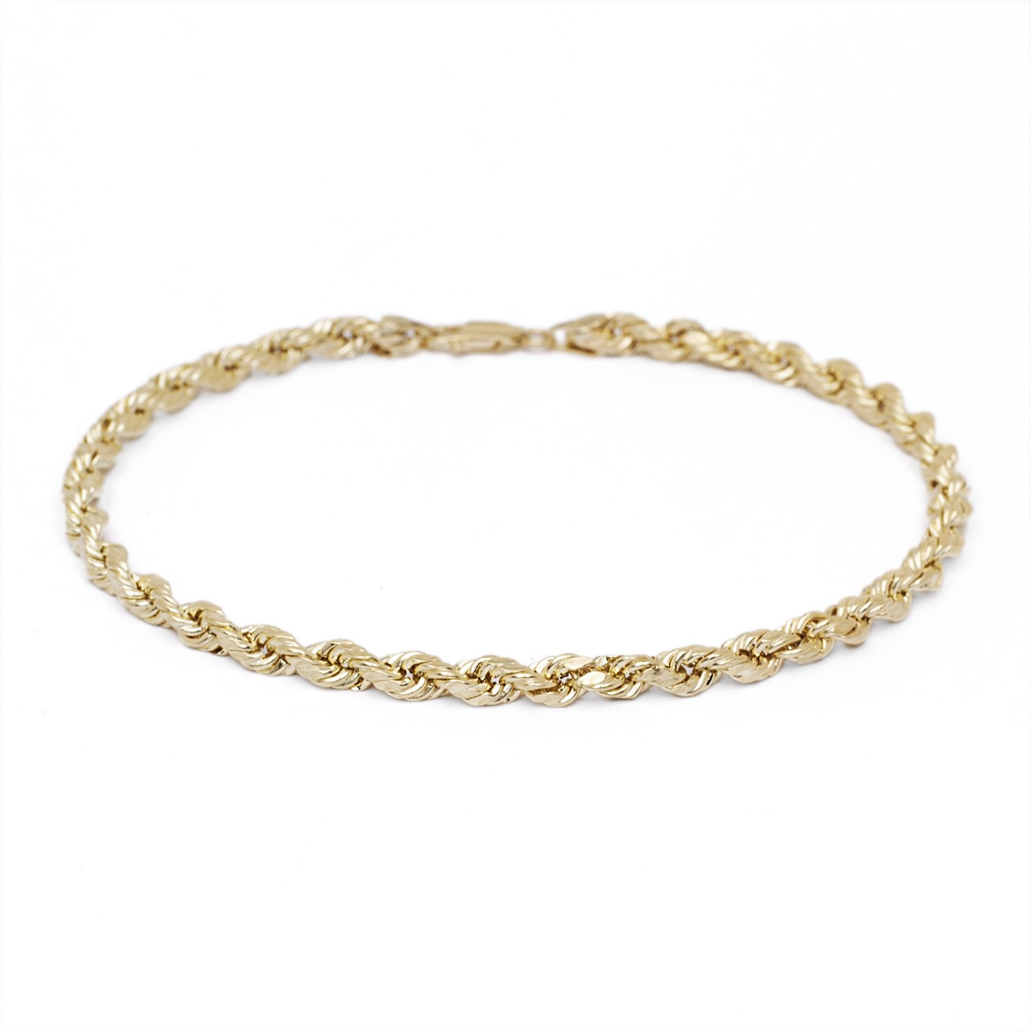 10K Yellow Gold 3.5mm Solid Diamond Cut Rope Chain Bracelet & Anklet Set - Elegant Jewelry for Women, Perfect for Parties, Weddings and Everyday Wear