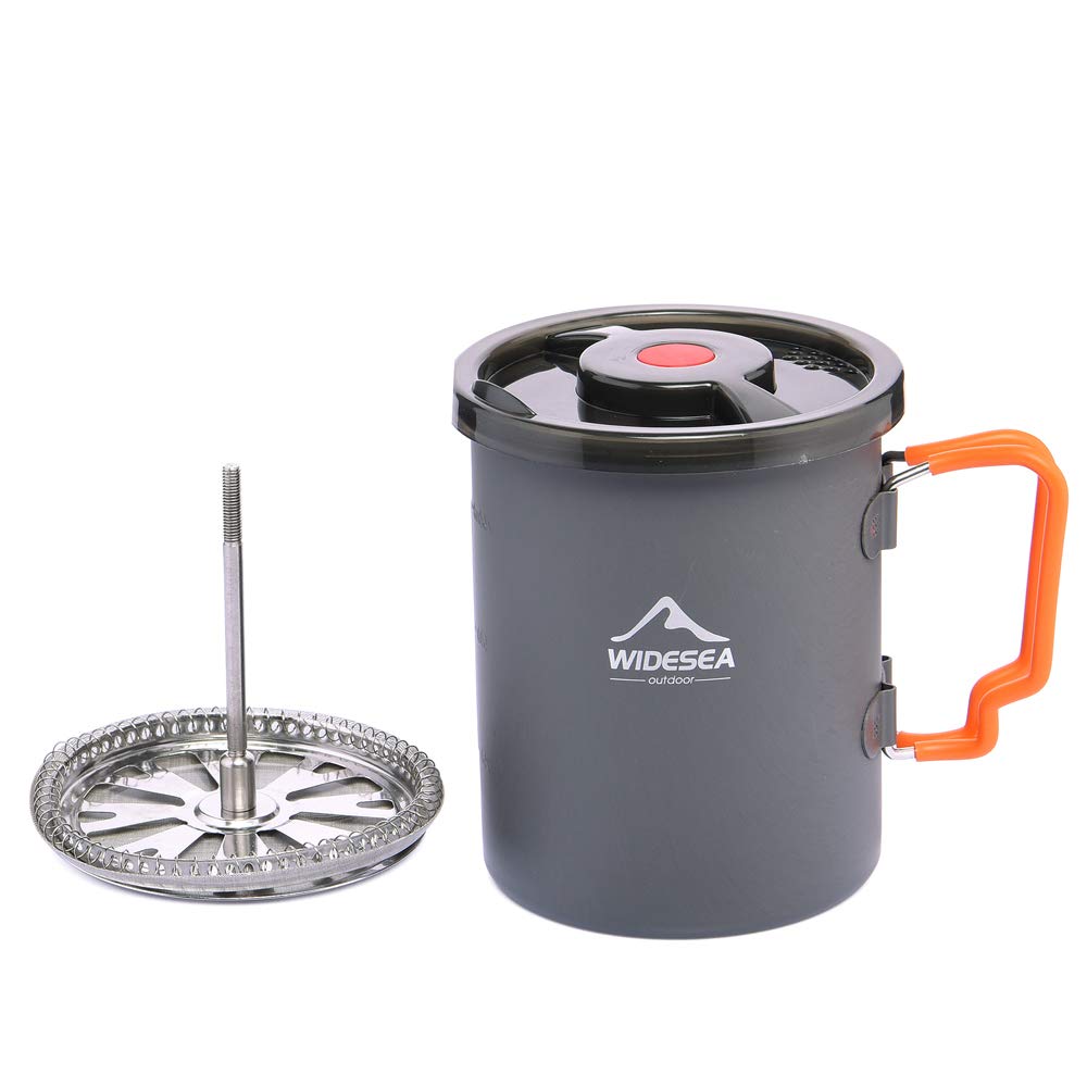 Widesea 750ML Camping Coffee Pot with French Press - Portable Outdoor Coffee Maker for Hiking, Backpacking & Travel