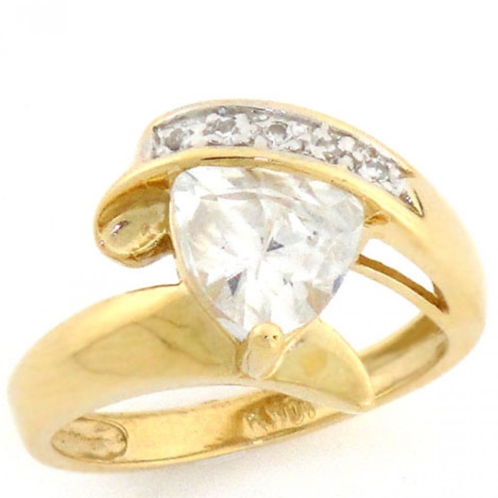 10K Solid Yellow Gold 2 Carat Triangle CZ Bypass Ring - Wholesale Jewelry Liquidation for Women | Perfect for Weddings, Anniversaries & Special Occasions