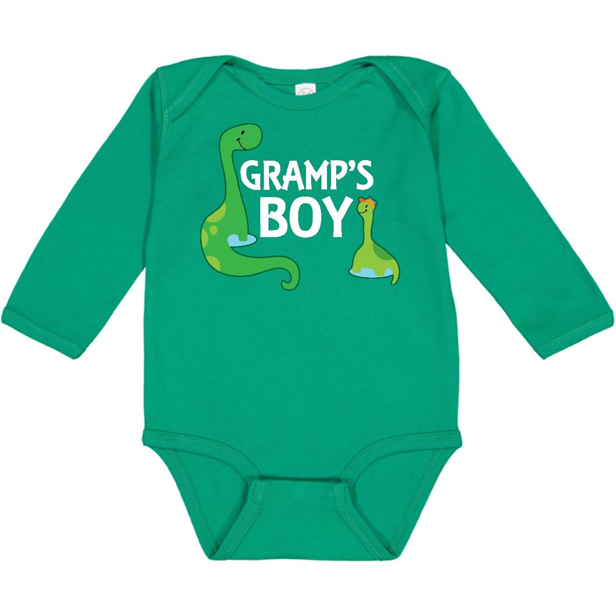 Inktastic Gramps Boy Cute Dinosaur Long Sleeve Creeper - Adorable Baby Bodysuit for Boys, Soft Cotton Dinosaur Print Romper - Perfect for Playtime, Family Photos & Everyday Comfort