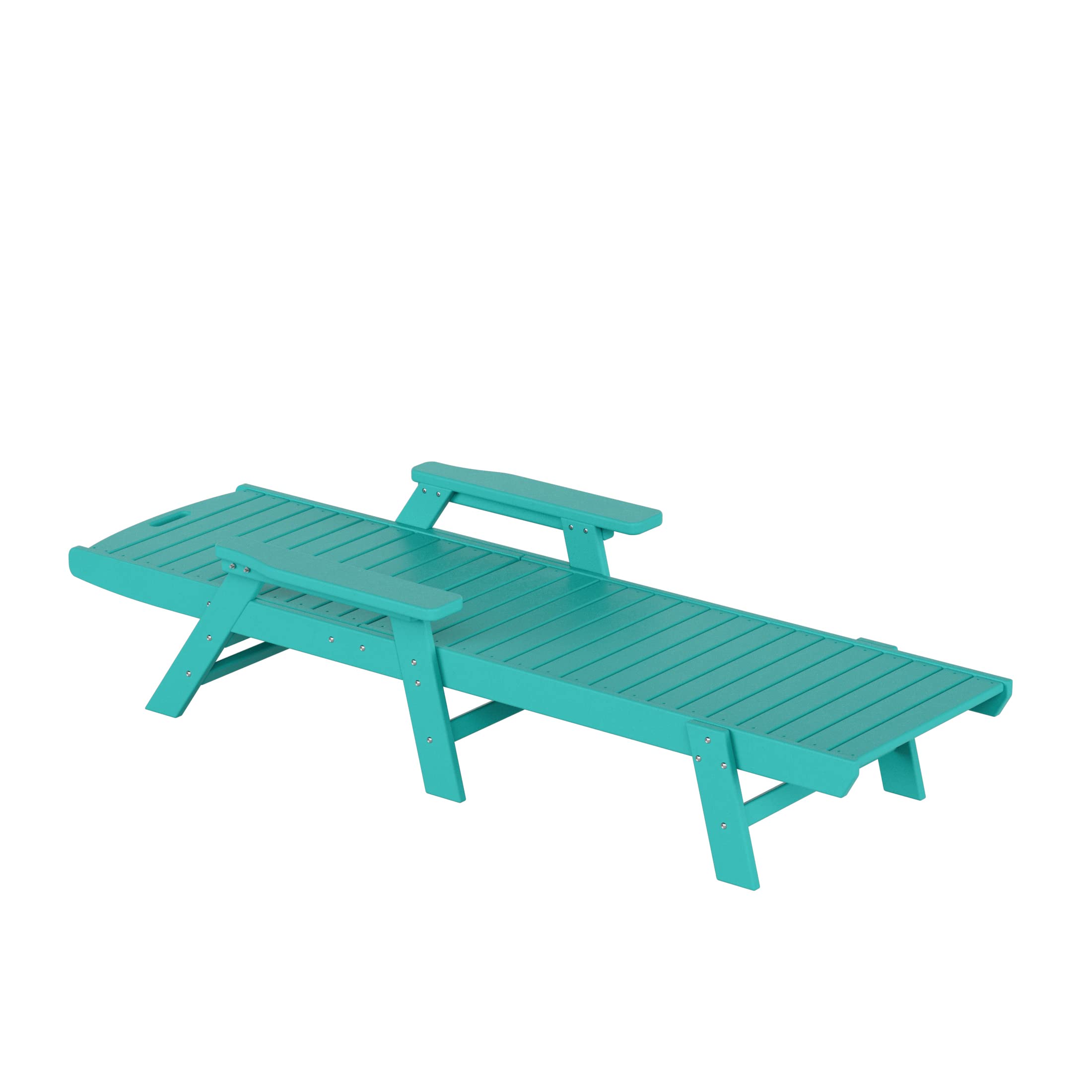 **WO Home Furniture HDPE Adirondack Reclining Chaise Lounge – Durable Poly Lumber Outdoor Chair with Armrests – UV & Weather Resistant for Patio, Backyard, Beach, Poolside, Porch – Perfect for Relaxing in Turquoise**