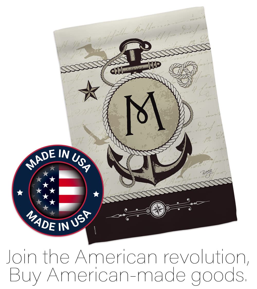 Coastal Nautical M Initial House Flag Set 28x40