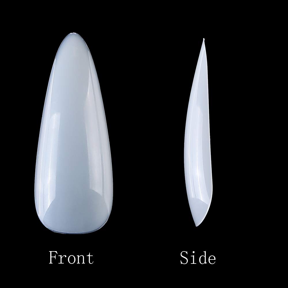 Long Stiletto Sharp False Nails 500Pcs - Natural Claw Full Cover Artificial Fake Nail Tips for Nail Salon, 10 Sizes (Natural) - Perfect for Halloween, Cosplay, Parties & Special Occasions