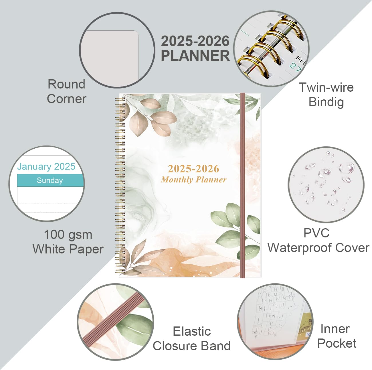2025-2026 Monthly Planner - 18-Month Calendar from January 2025 to June 2026, 9