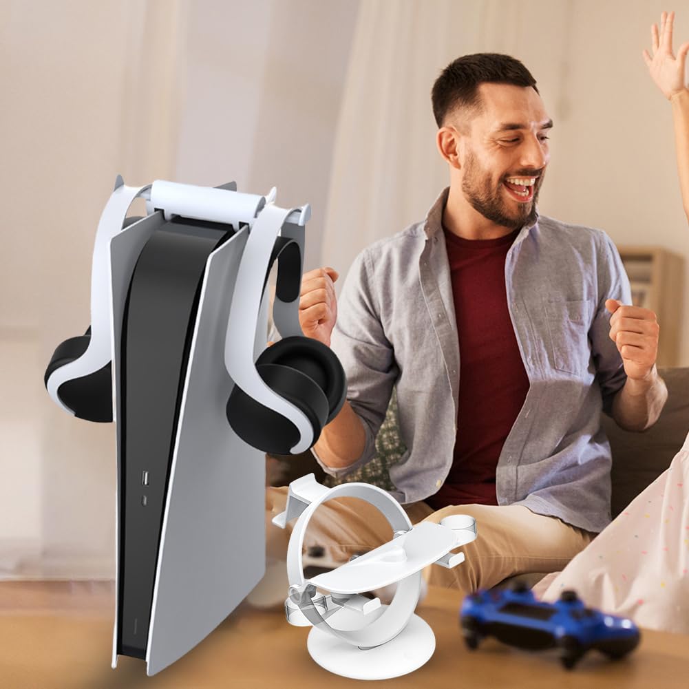 UKETO Stand Holder for Meta Quest 3, VR Headset Charging Station with LED Light, Stable Display Mount for VR Headset & Controllers - Perfect for Gaming, Home Theater & Virtual Reality Setup